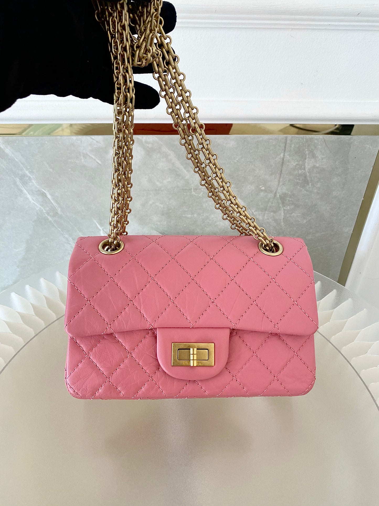 CHANEL Mini 2.55 Reissue Pink Flap Bag GHW