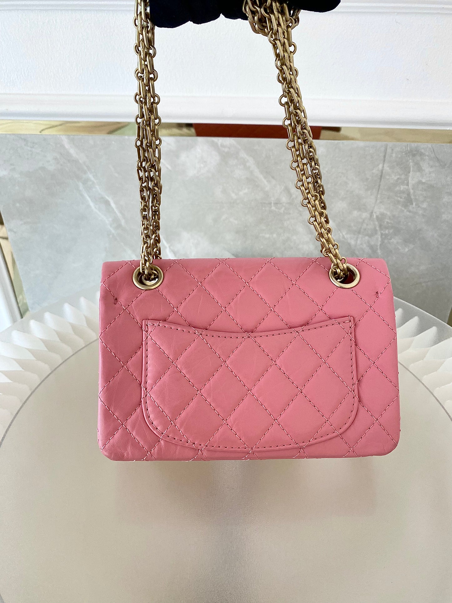CHANEL Mini 2.55 Reissue Pink Flap Bag GHW