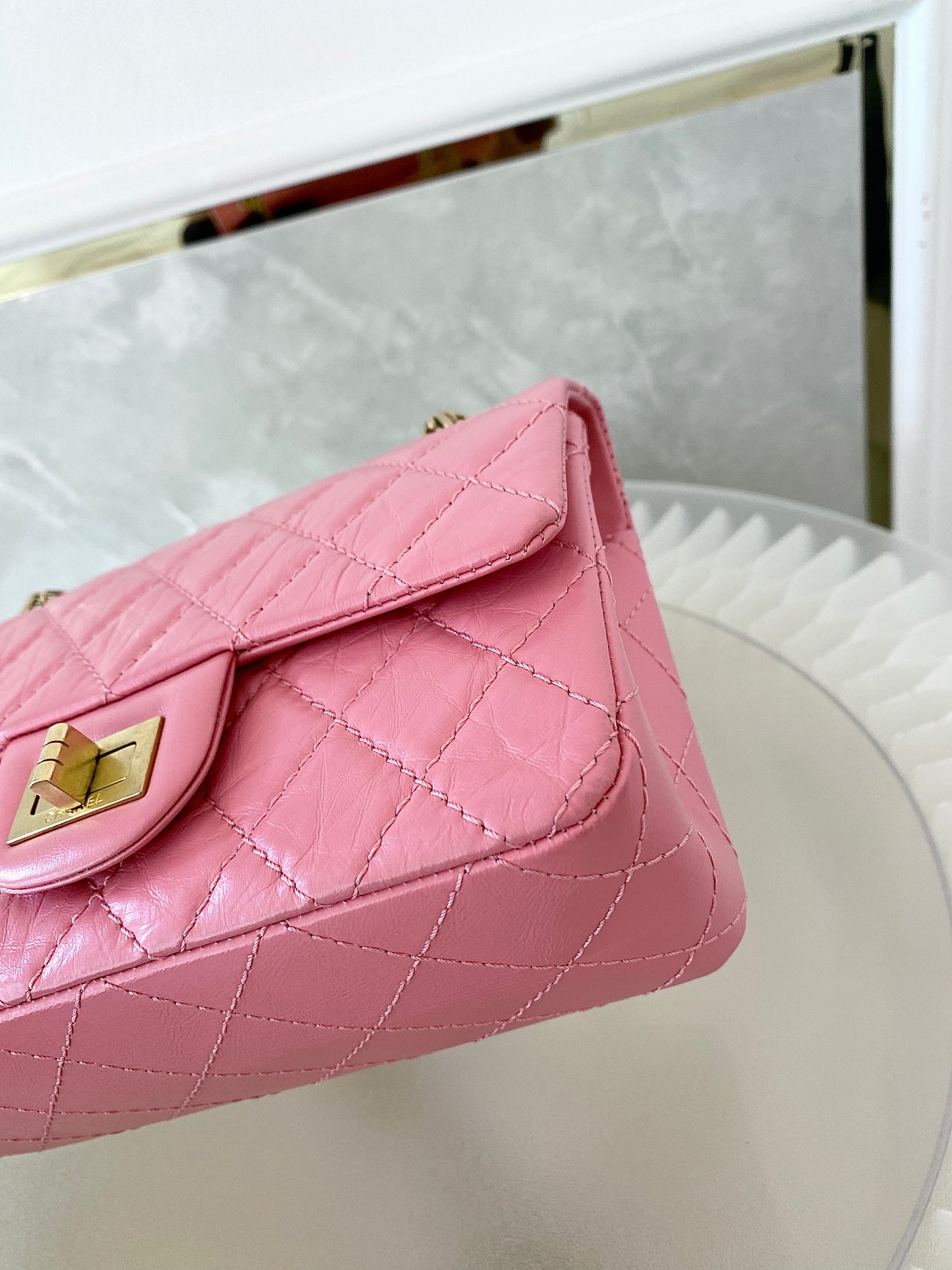 CHANEL Mini 2.55 Reissue Pink Flap Bag GHW