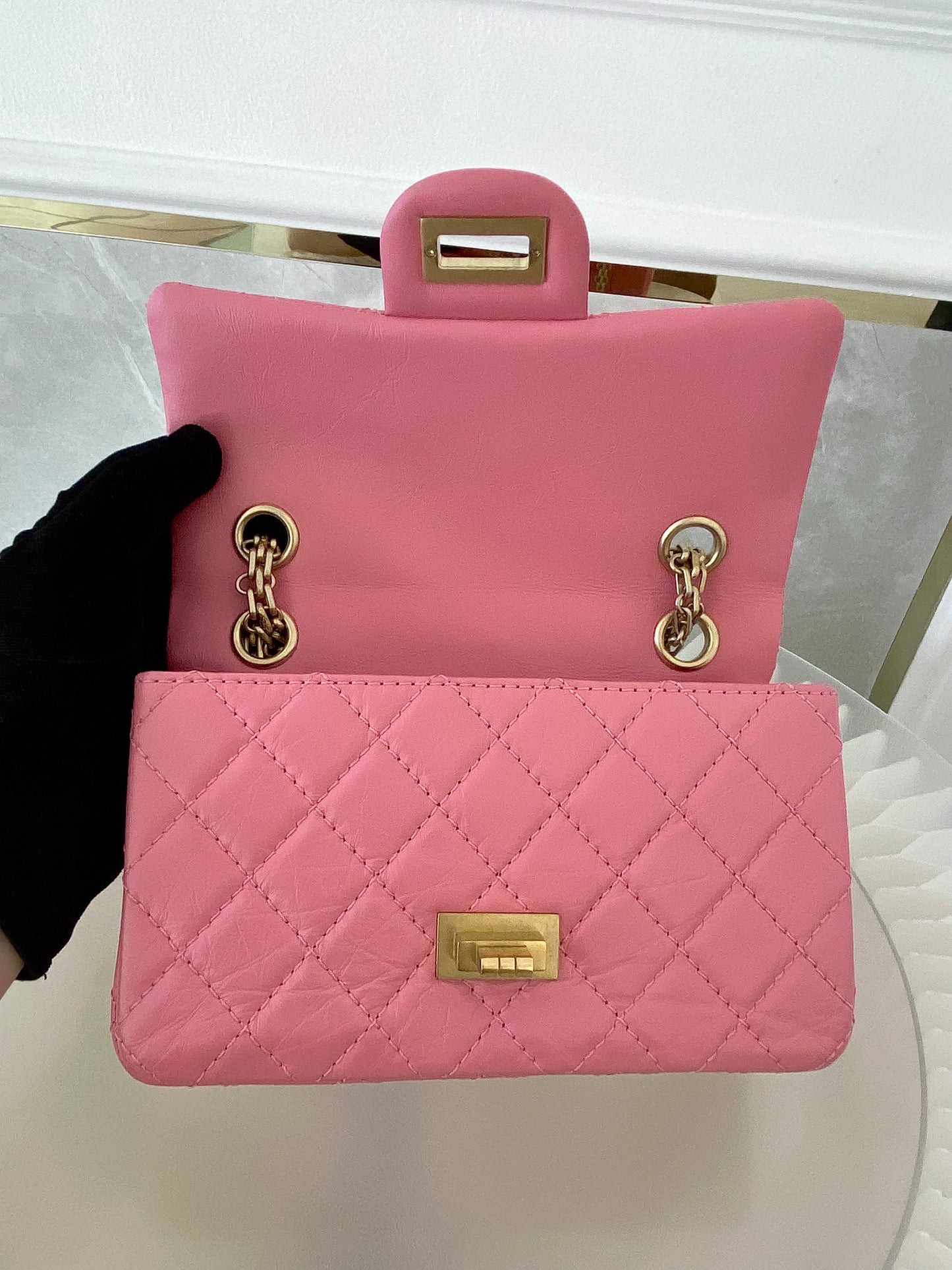 CHANEL Mini 2.55 Reissue Pink Flap Bag GHW
