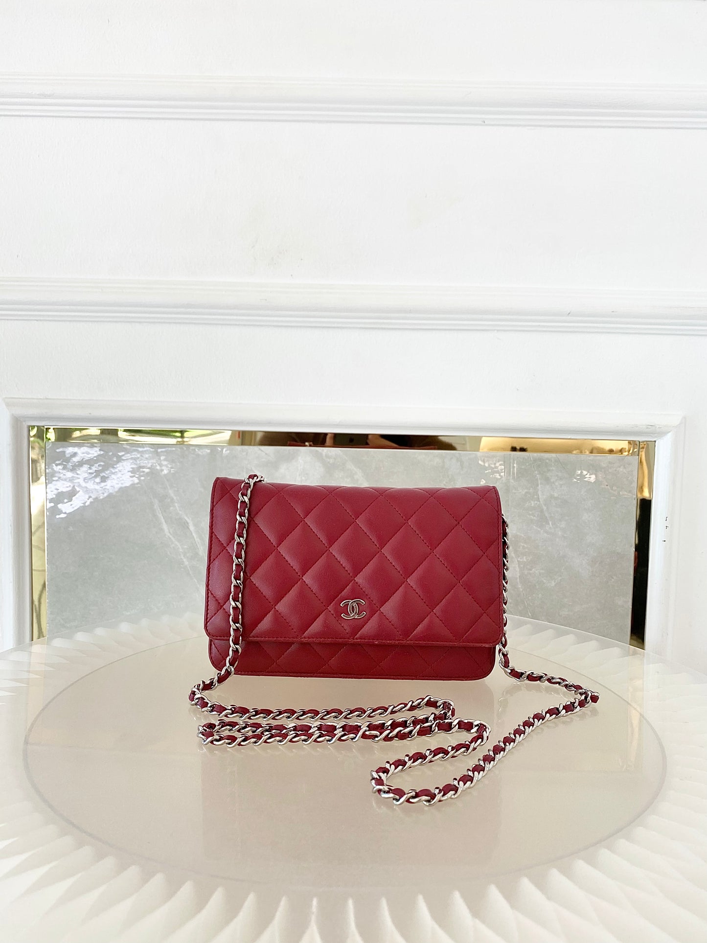 CHANEL Red Lambskin WOC SHW