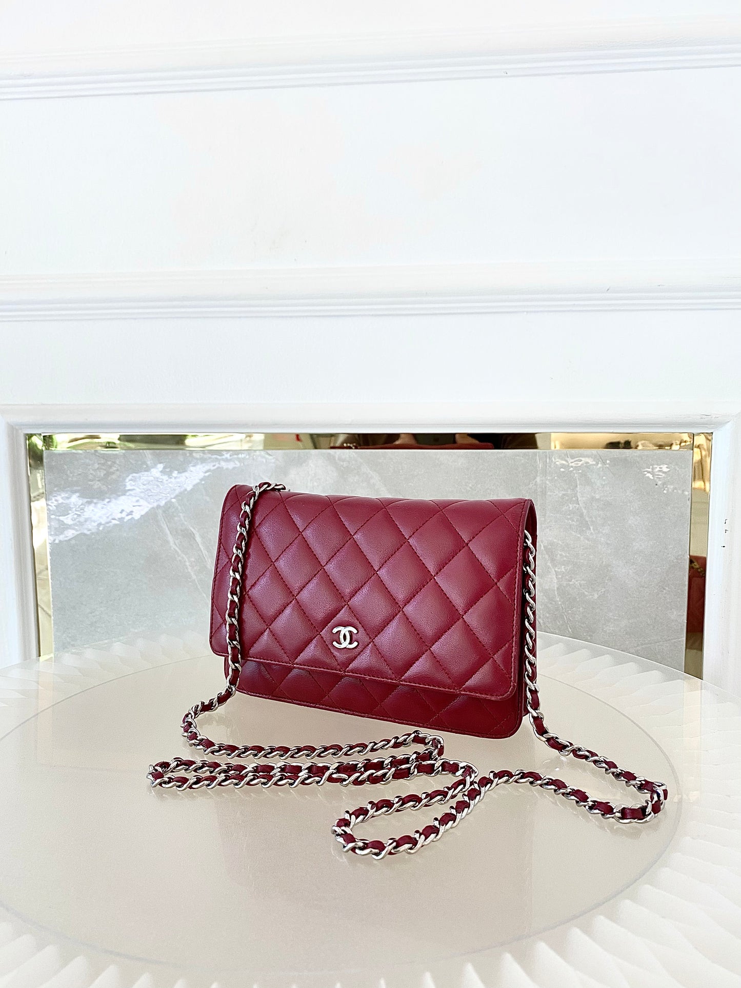 CHANEL Red Lambskin WOC SHW