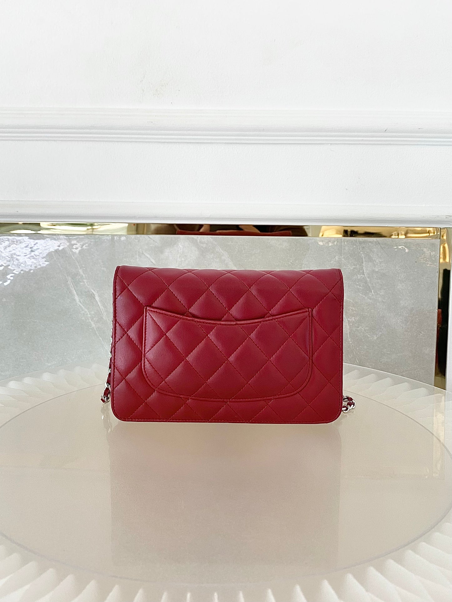 CHANEL Red Lambskin WOC SHW