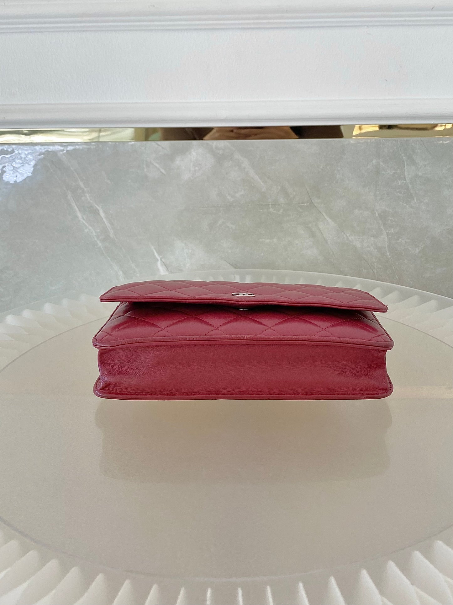 CHANEL Red Lambskin WOC SHW