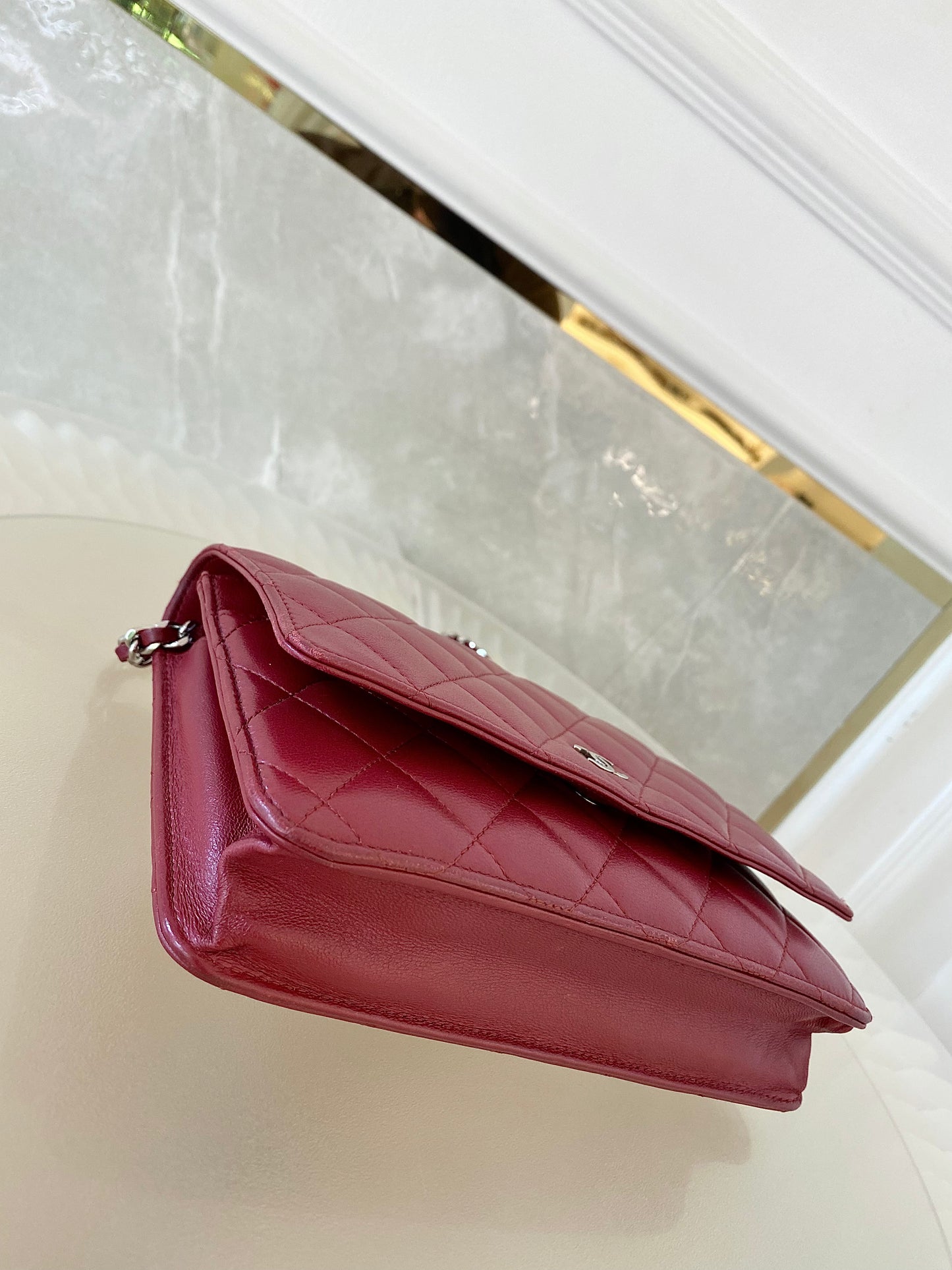 CHANEL Red Lambskin WOC SHW