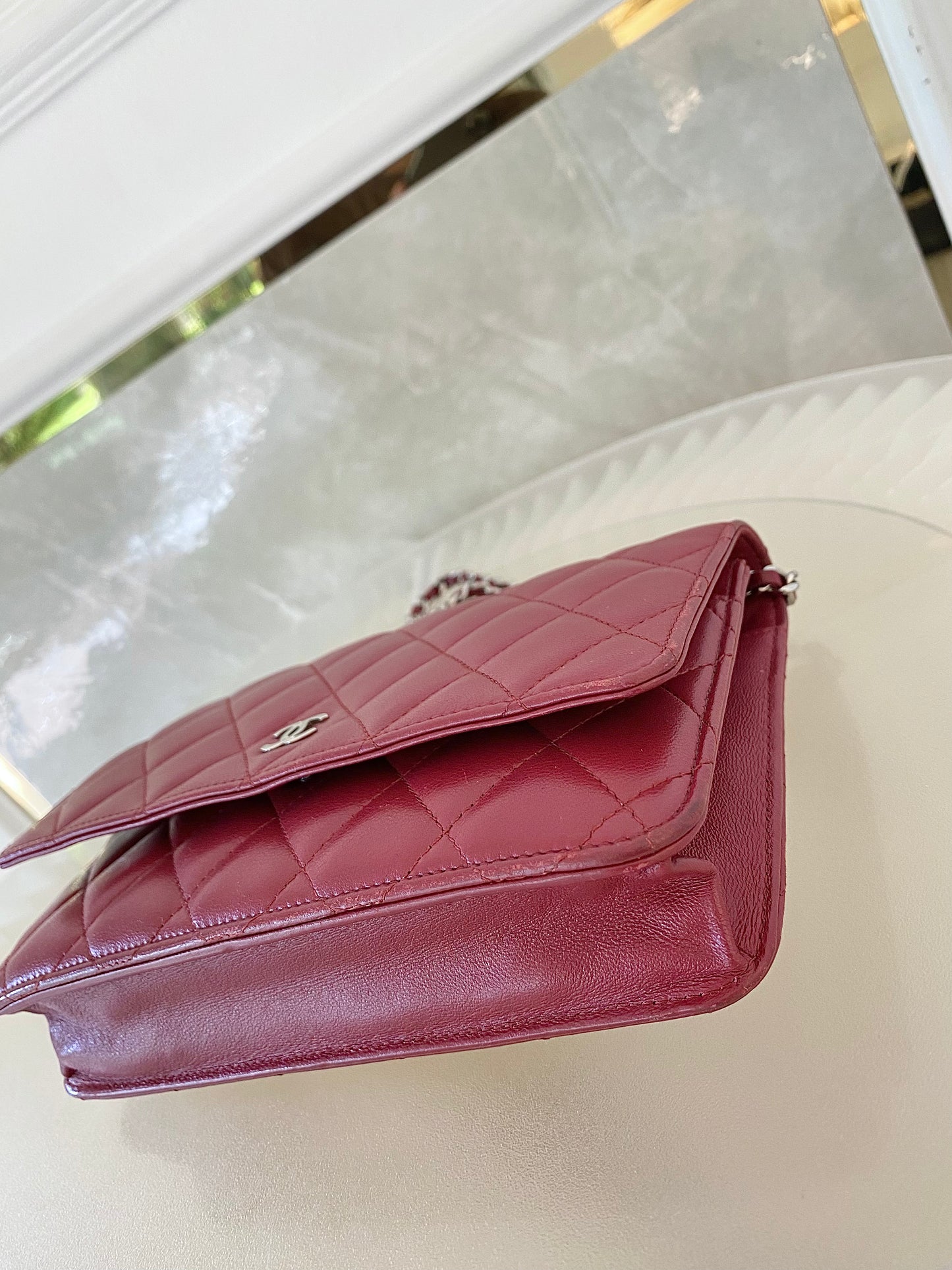 CHANEL Red Lambskin WOC SHW