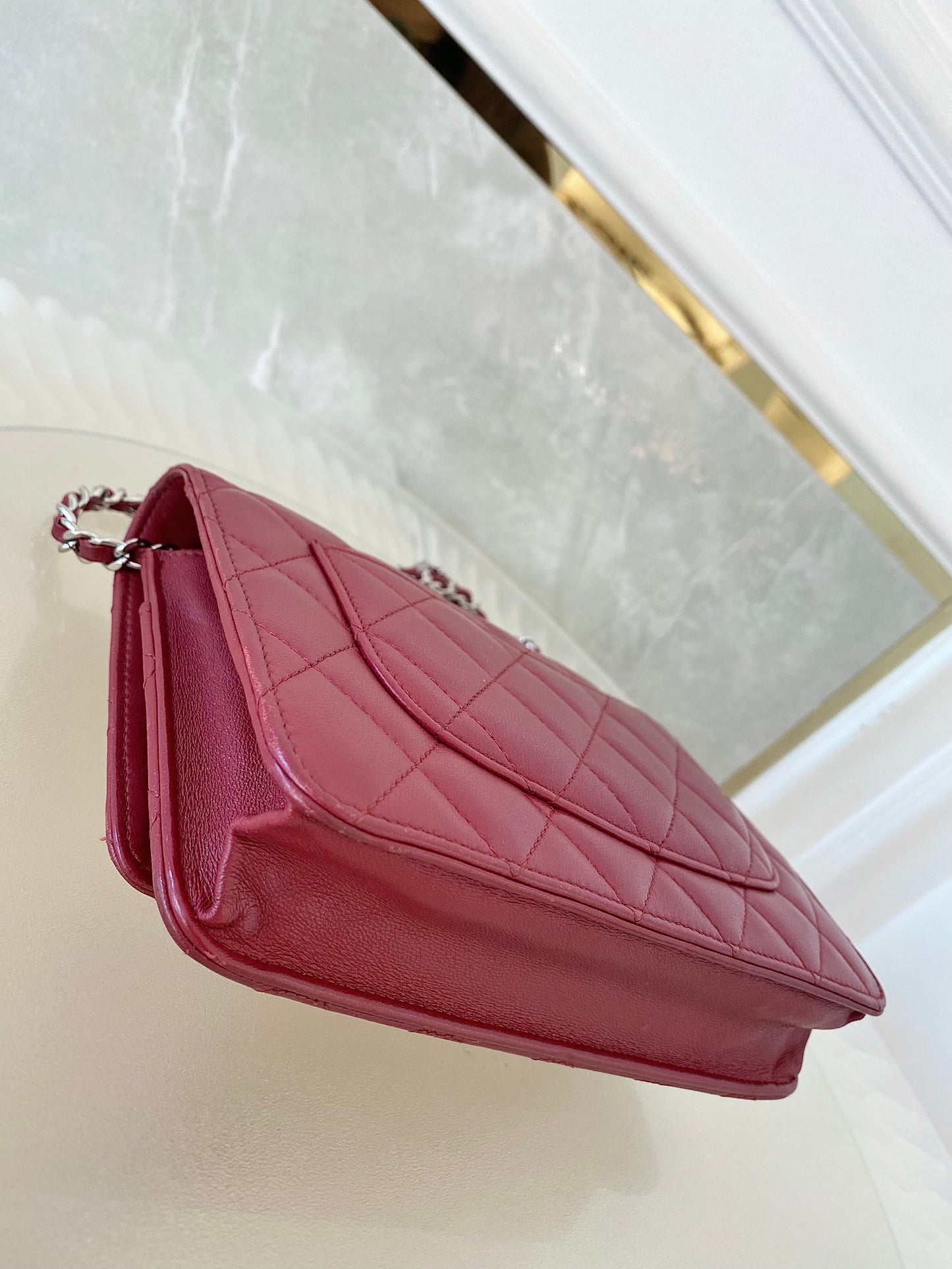 CHANEL Red Lambskin WOC SHW
