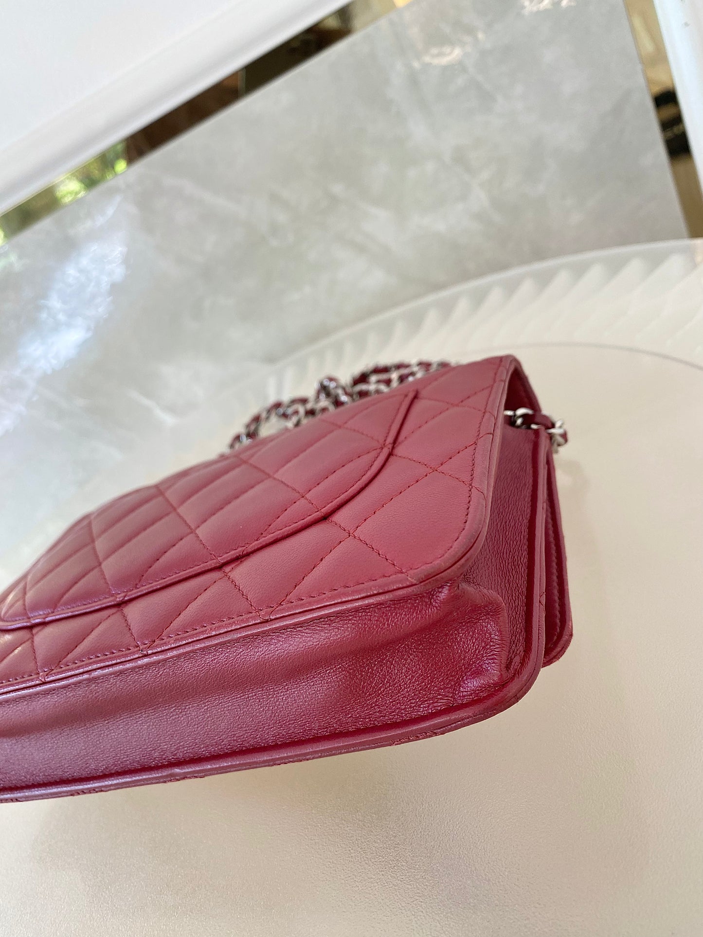 CHANEL Red Lambskin WOC SHW