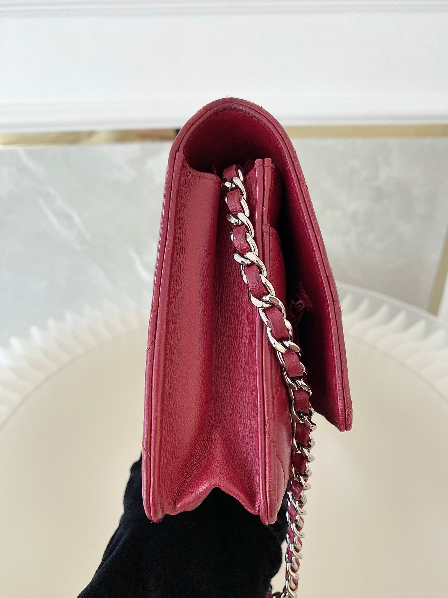 CHANEL Red Lambskin WOC SHW