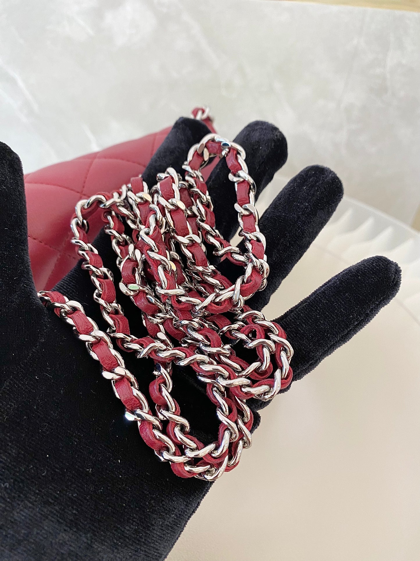 CHANEL Red Lambskin WOC SHW