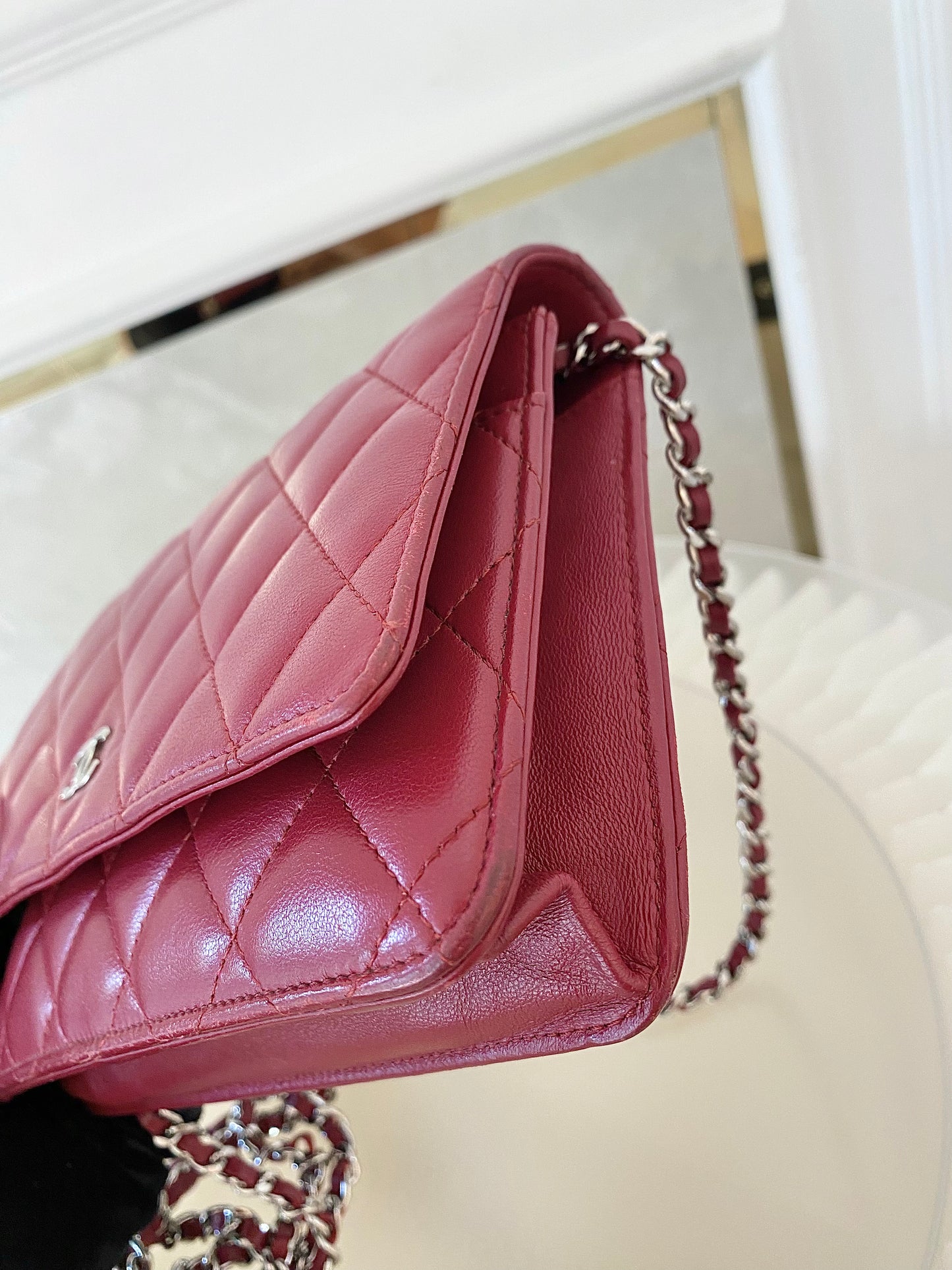 CHANEL Red Lambskin WOC SHW