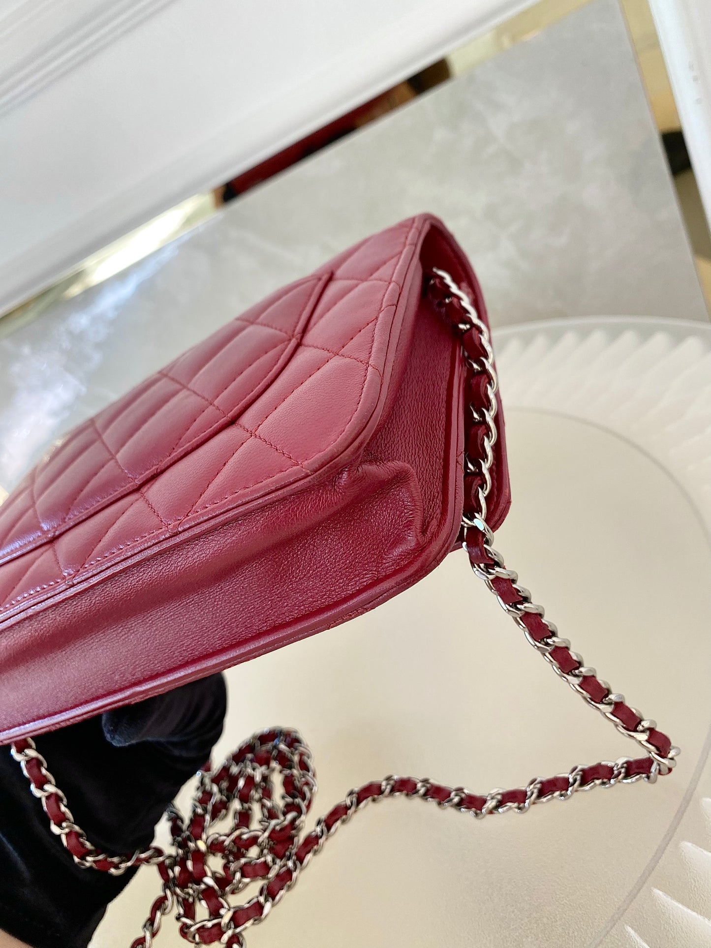 CHANEL Red Lambskin WOC SHW