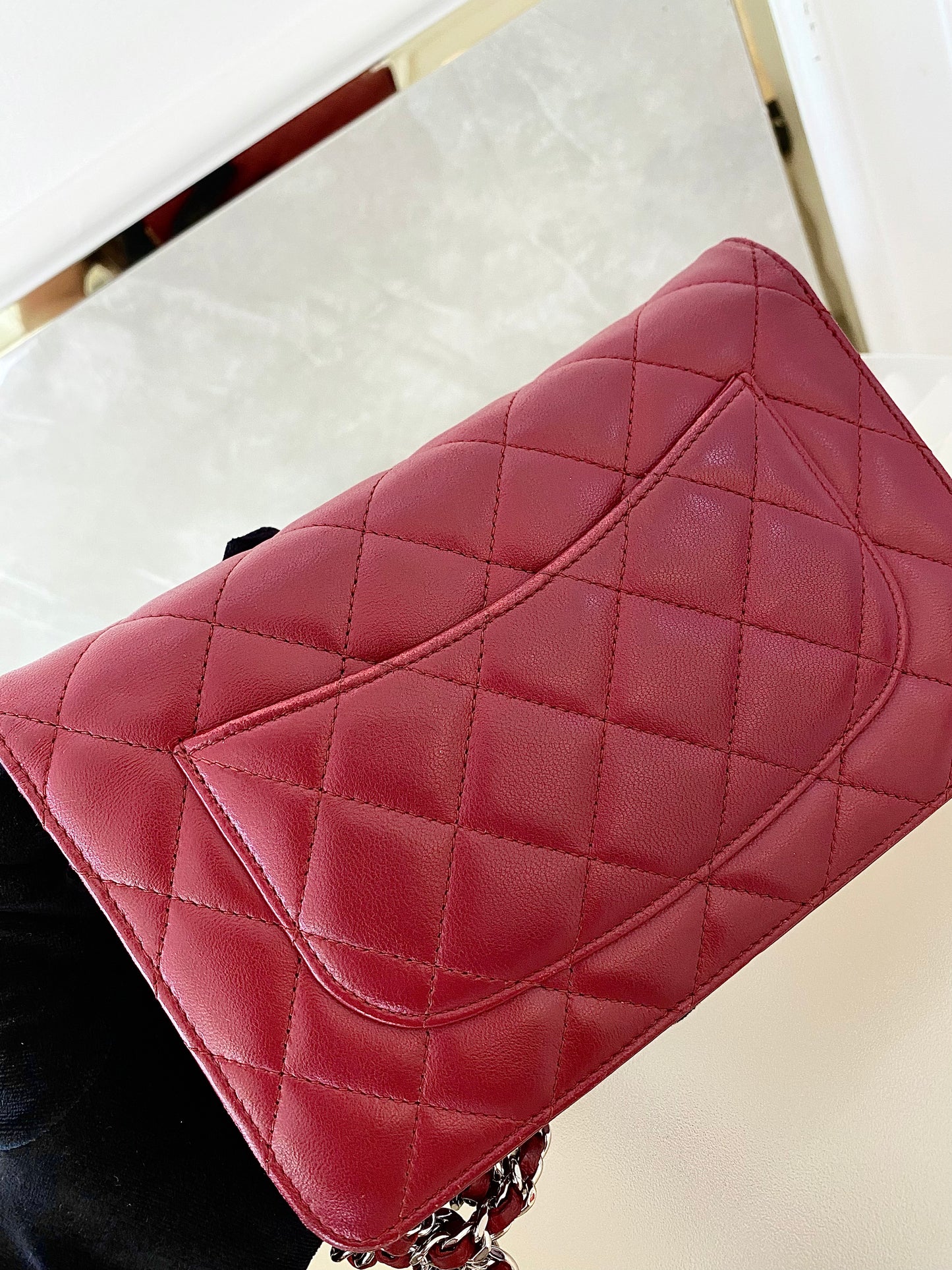 CHANEL Red Lambskin WOC SHW