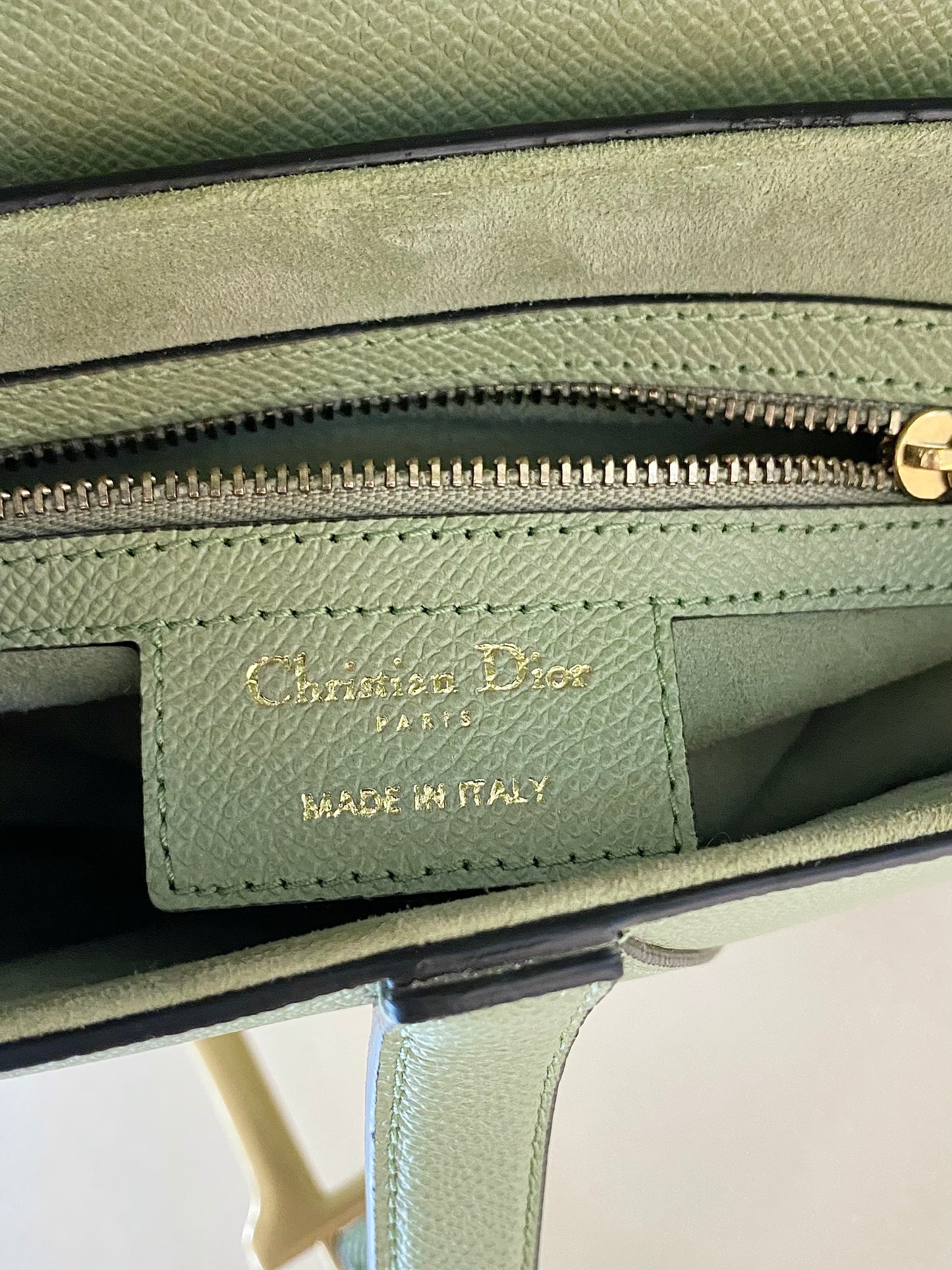 DIOR Medium Saddle Bag in Sage Green Grained Calfskin GHW