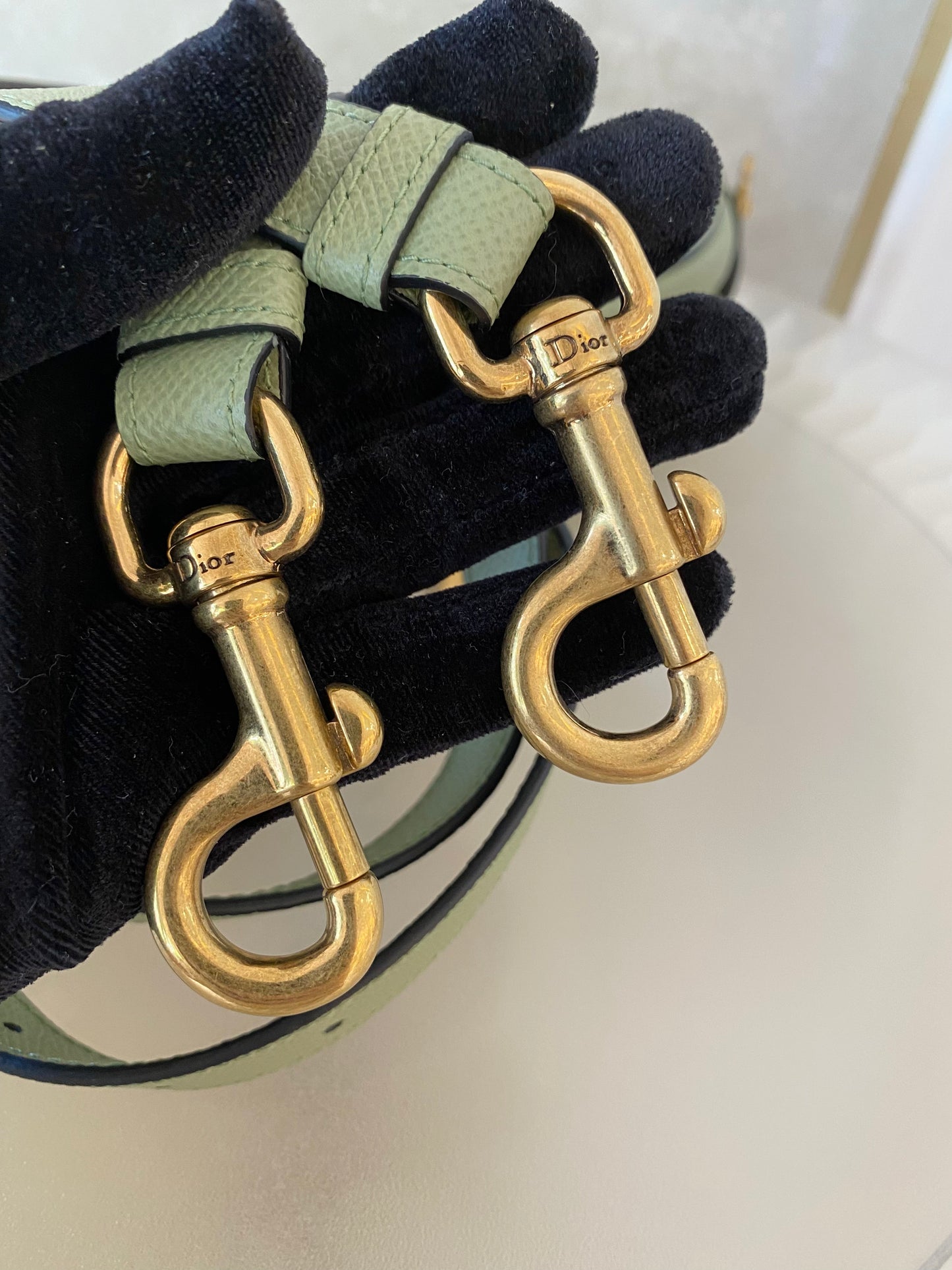 DIOR Medium Saddle Bag in Sage Green Grained Calfskin GHW