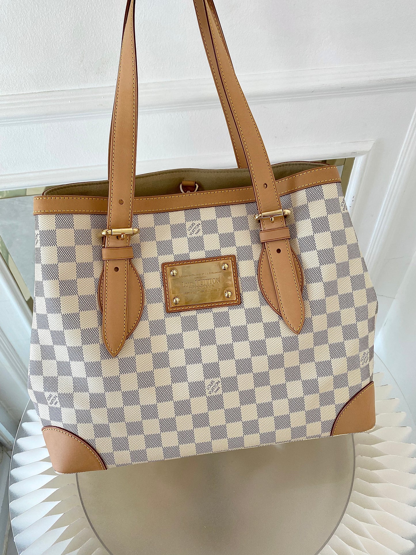 LOUIS VUITTON Azur Canvas Hampstead MM Bag