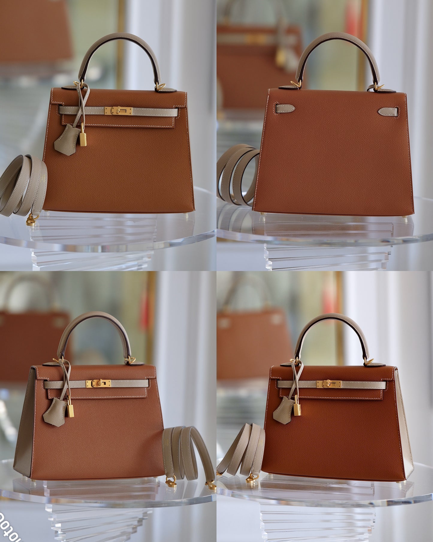 HERMES Kelly 25 Gold in Craie Epsom Leather GHW