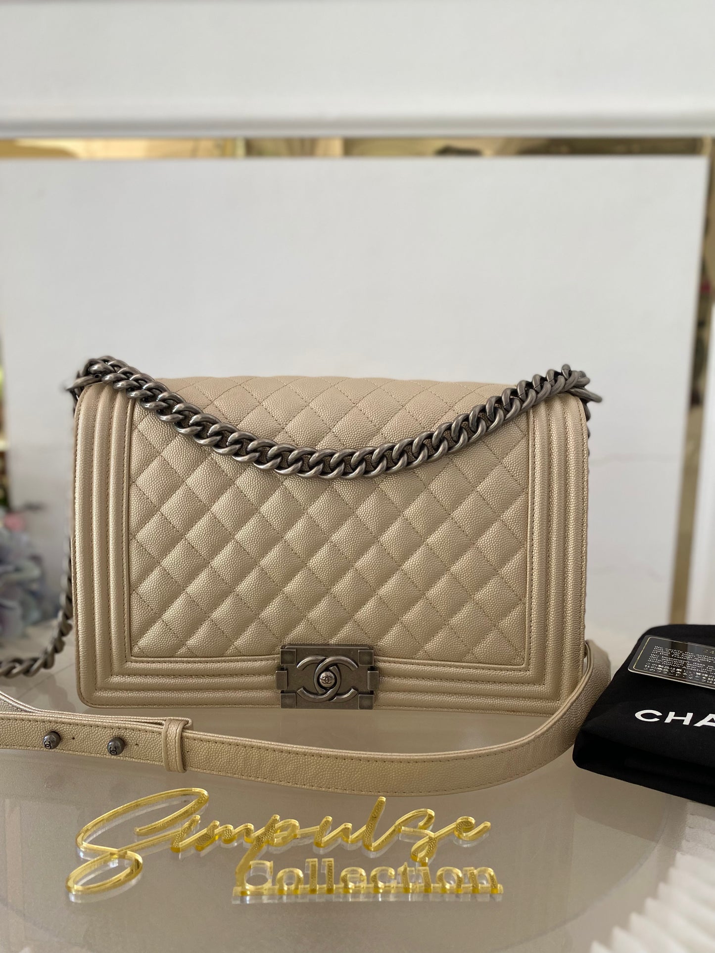 Chanel Leboy New Medium Metallic Caviar Ruthenium Hardware