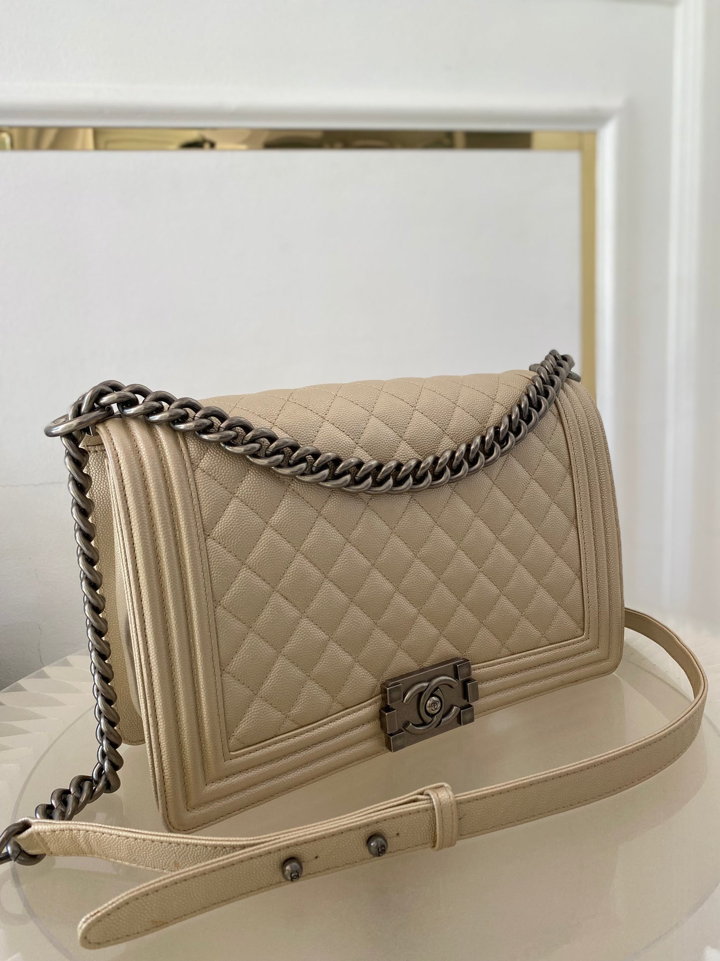 Chanel Leboy New Medium Metallic Caviar Ruthenium Hardware