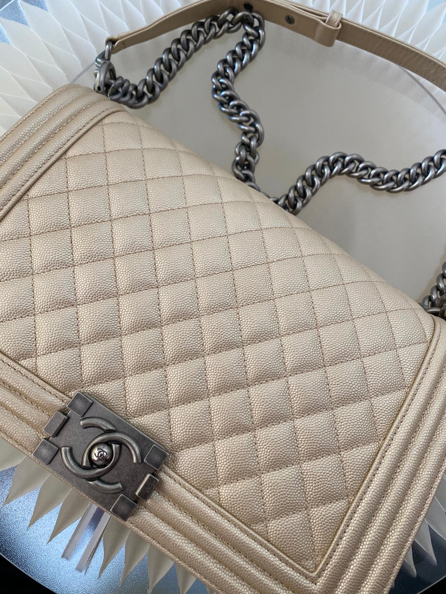 Chanel Leboy New Medium Metallic Caviar Ruthenium Hardware