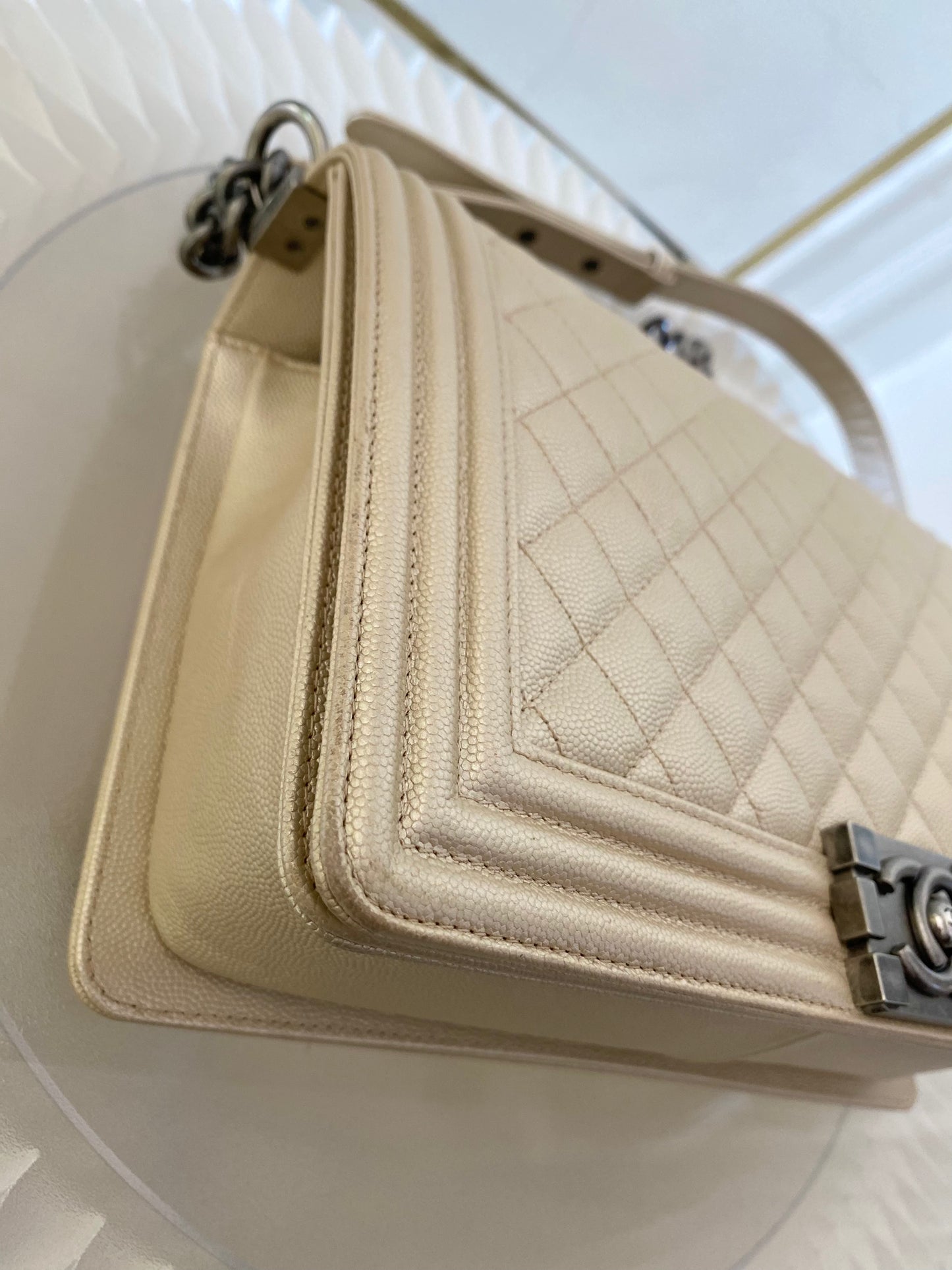 Chanel Leboy New Medium Metallic Caviar Ruthenium Hardware