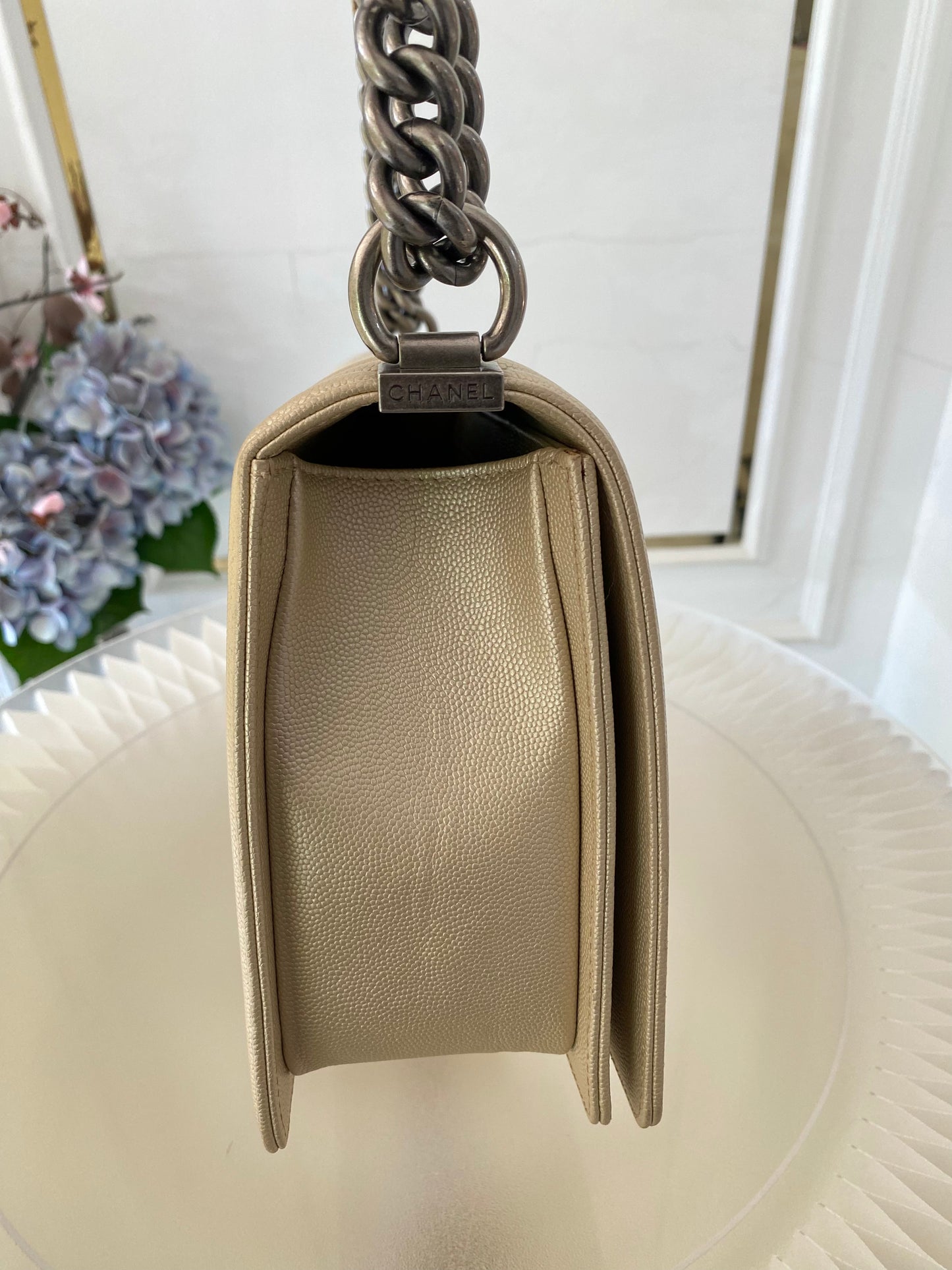 Chanel Leboy New Medium Metallic Caviar Ruthenium Hardware