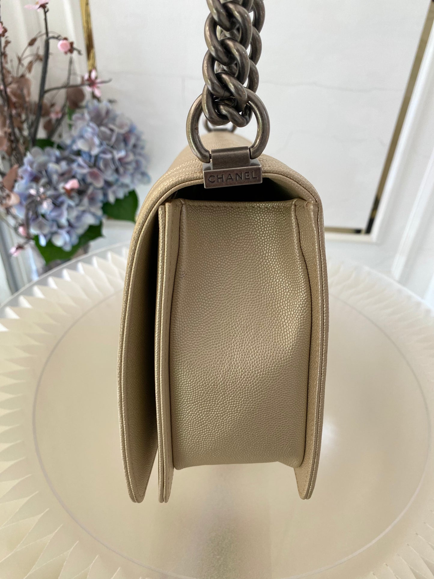Chanel Leboy New Medium Metallic Caviar Ruthenium Hardware