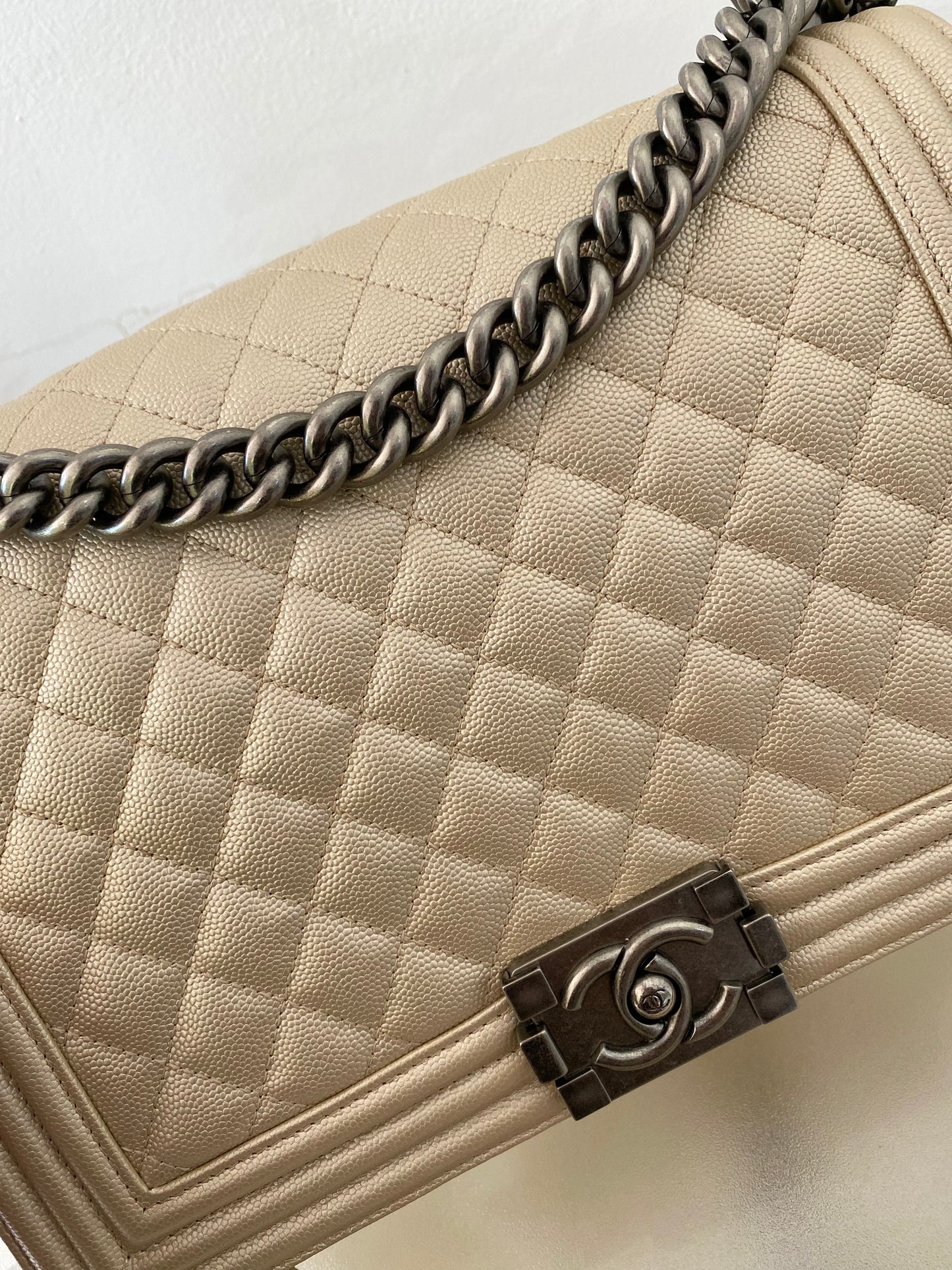 Chanel Leboy New Medium Metallic Caviar Ruthenium Hardware