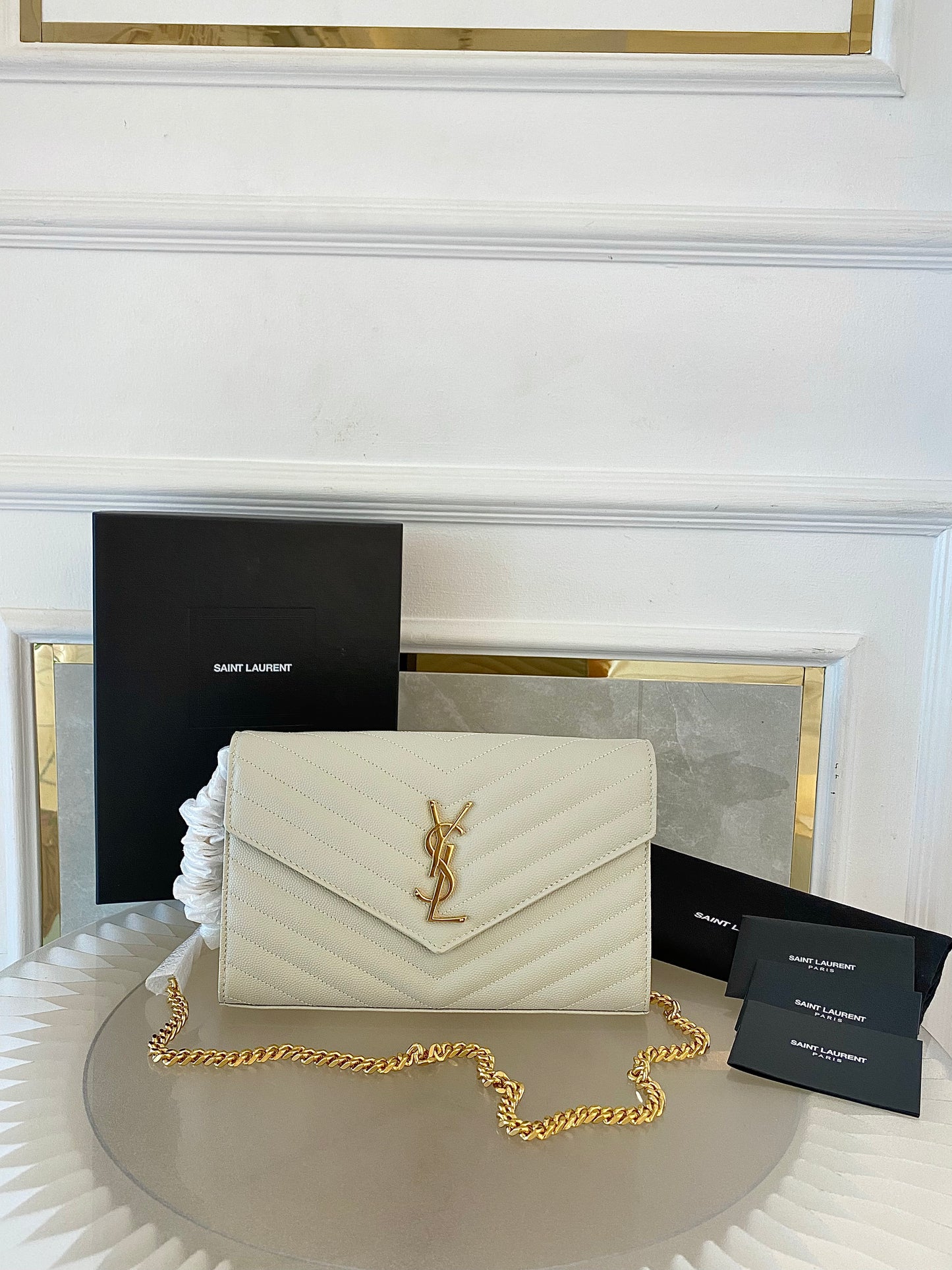 YVES SAINT LAURENT Cassandre Metelasse Envelope WOC GHW
