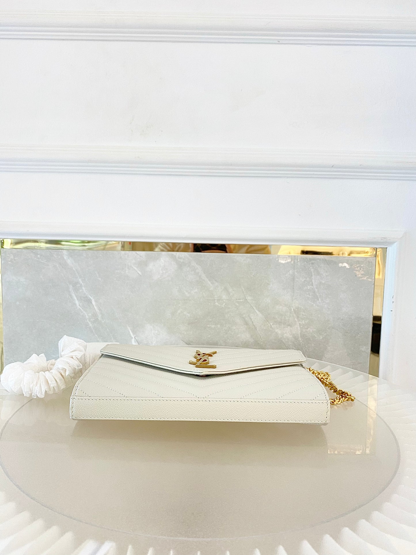 YVES SAINT LAURENT Cassandre Metelasse Envelope WOC GHW