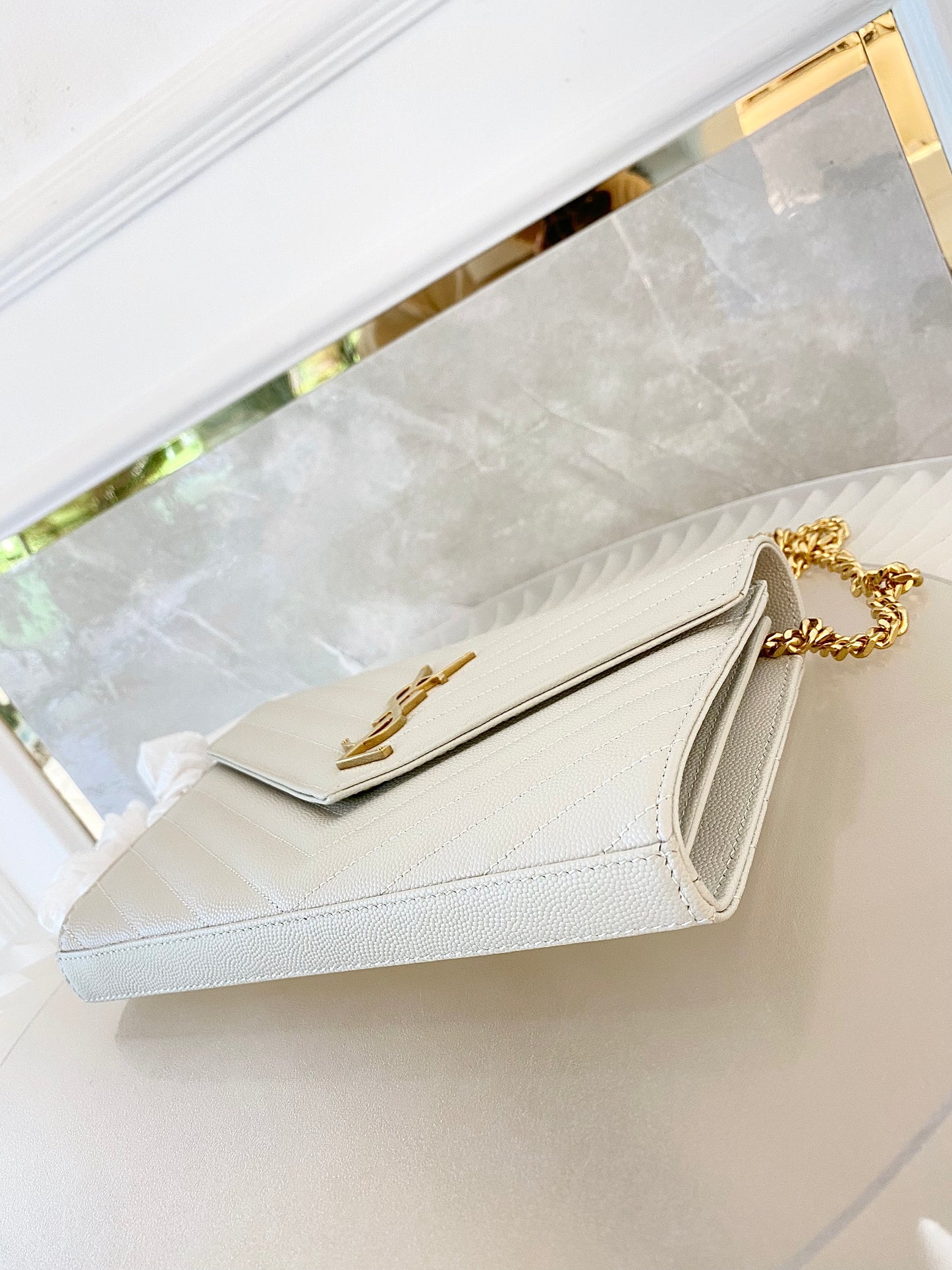 YVES SAINT LAURENT Cassandre Metelasse Envelope WOC GHW