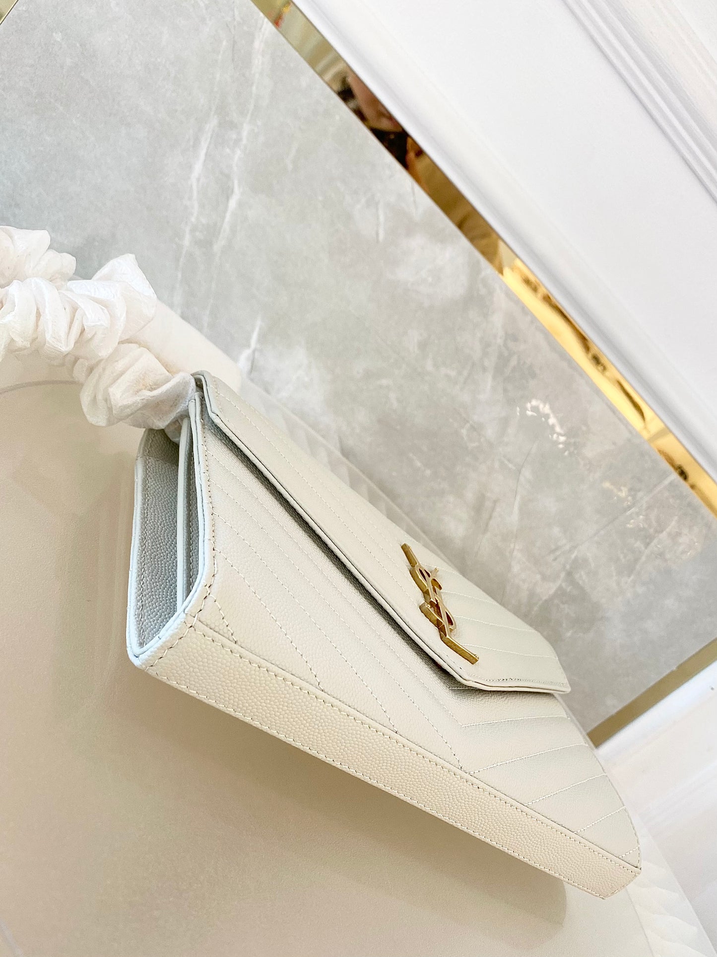YVES SAINT LAURENT Cassandre Metelasse Envelope WOC GHW