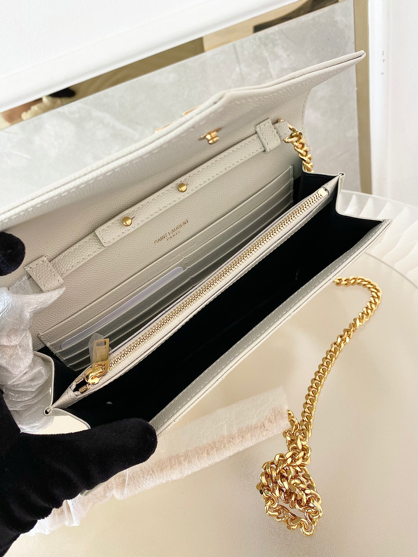 YVES SAINT LAURENT Cassandre Metelasse Envelope WOC GHW