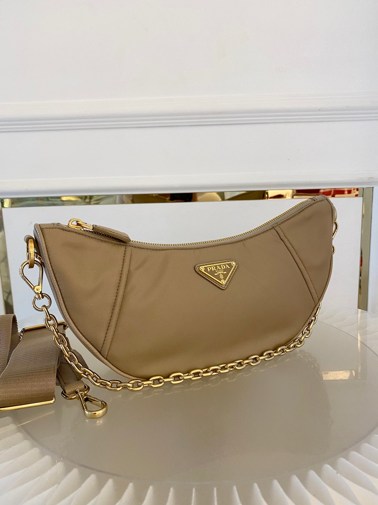 PRADA Demi - Lune Re-Nylon Crossbody Bag