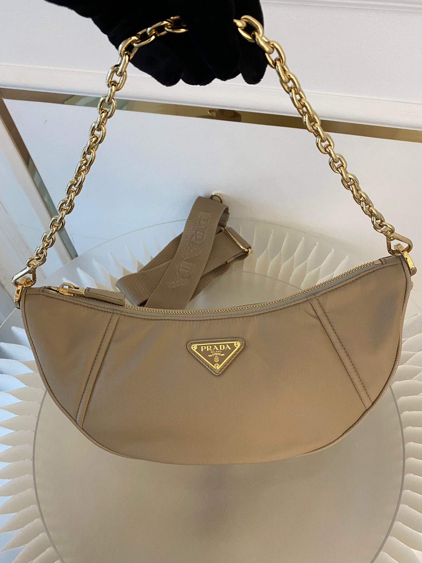 PRADA Demi - Lune Re-Nylon Crossbody Bag