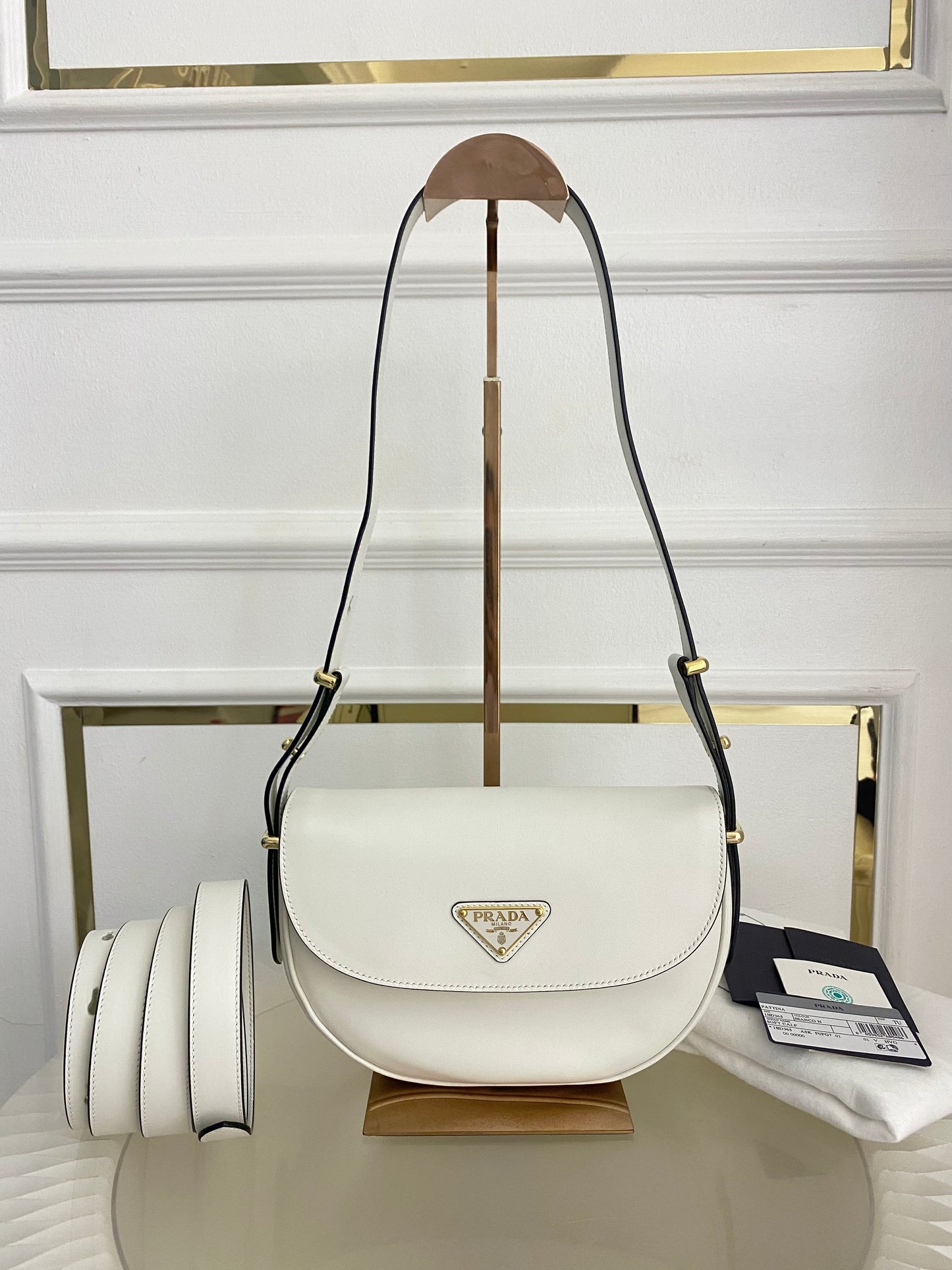 PRADA Arqué Leather Flap Bag