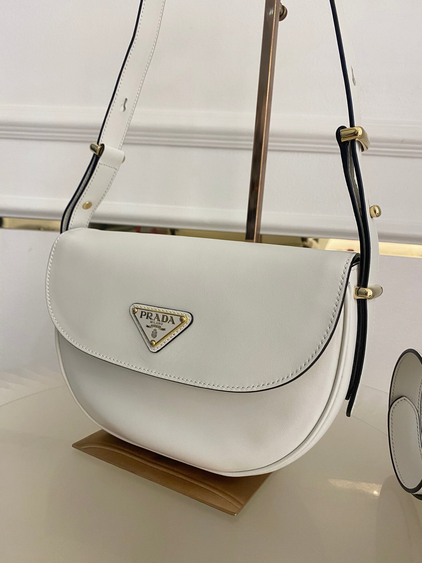 PRADA Arqué Leather Flap Bag
