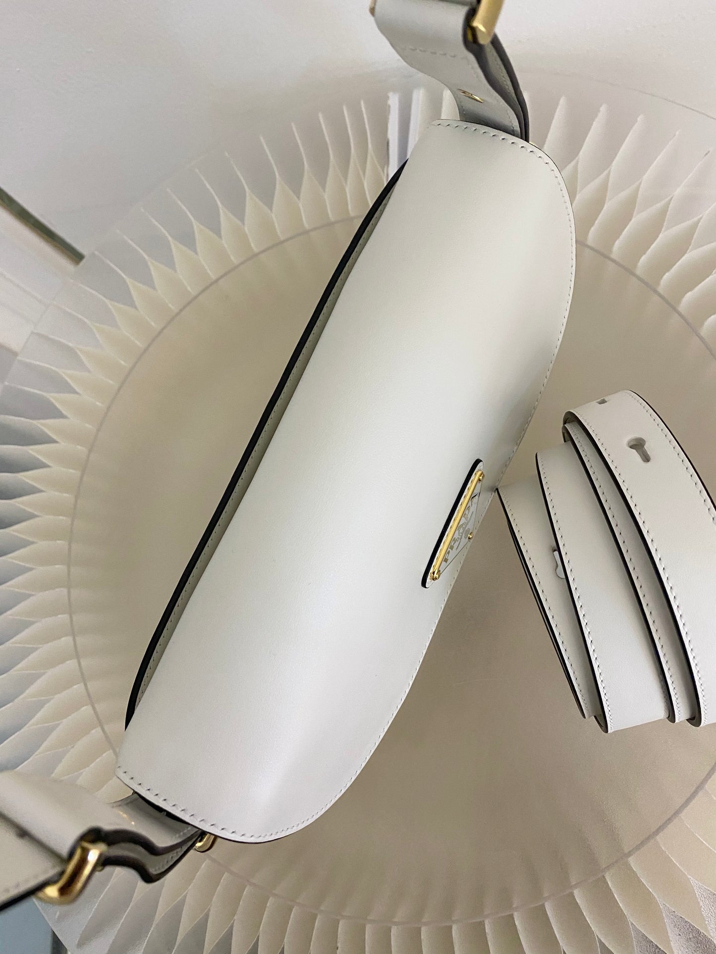 PRADA Arqué Leather Flap Bag