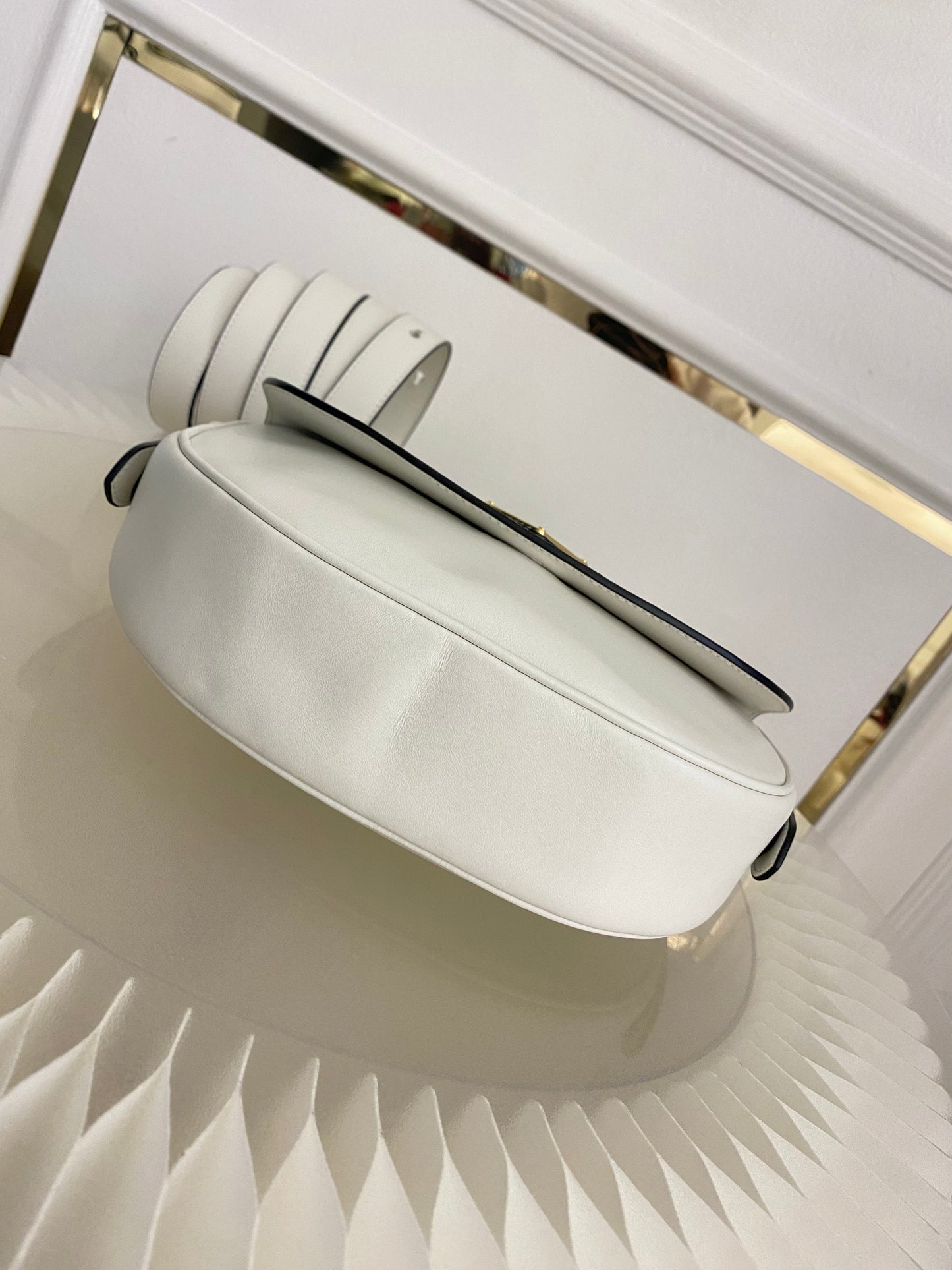 PRADA Arqué Leather Flap Bag