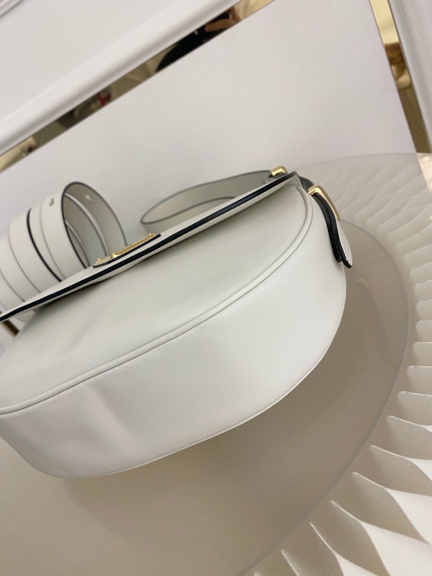 PRADA Arqué Leather Flap Bag