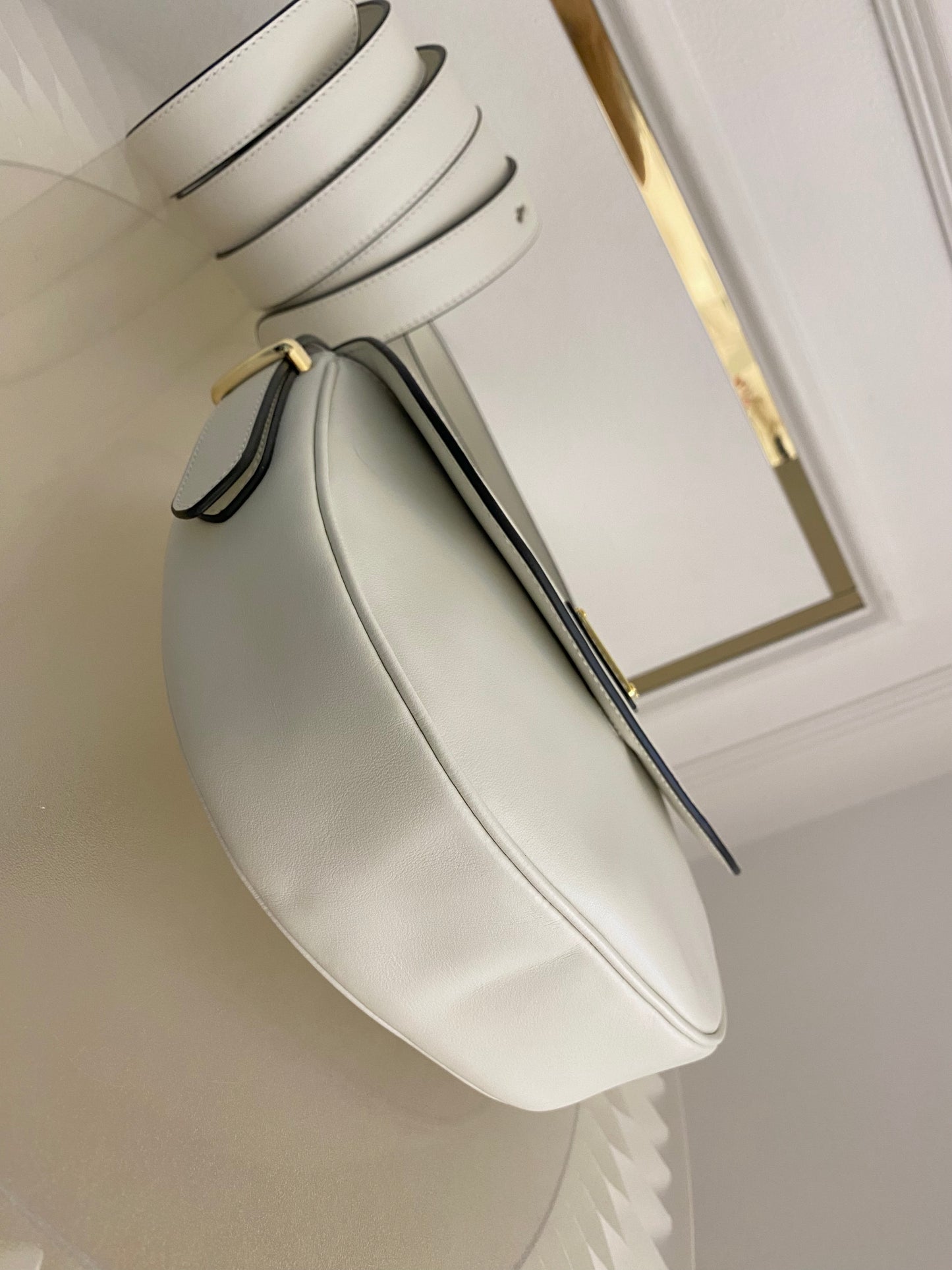 PRADA Arqué Leather Flap Bag