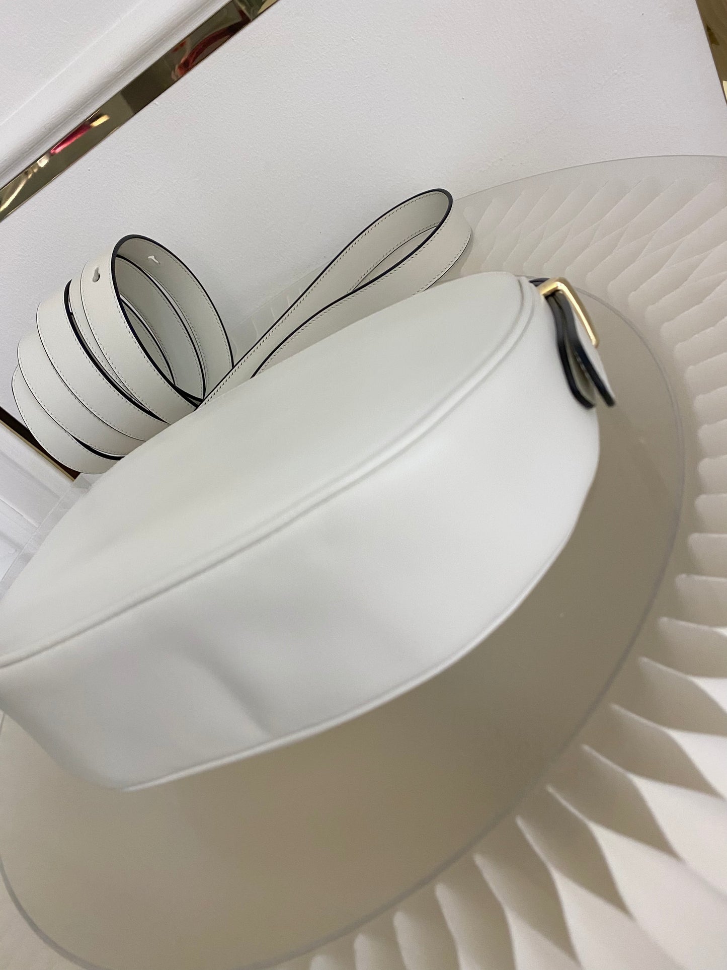 PRADA Arqué Leather Flap Bag