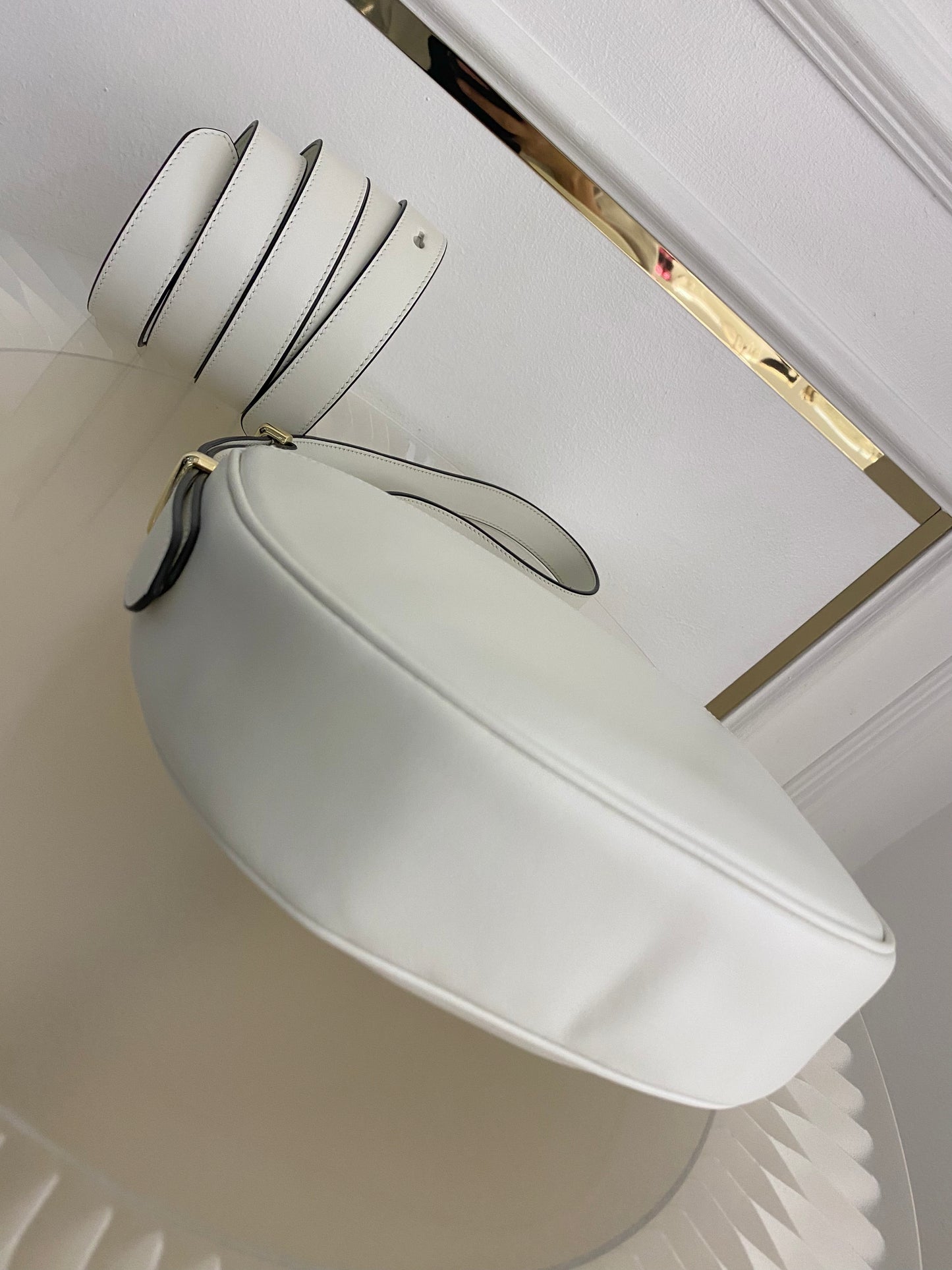 PRADA Arqué Leather Flap Bag