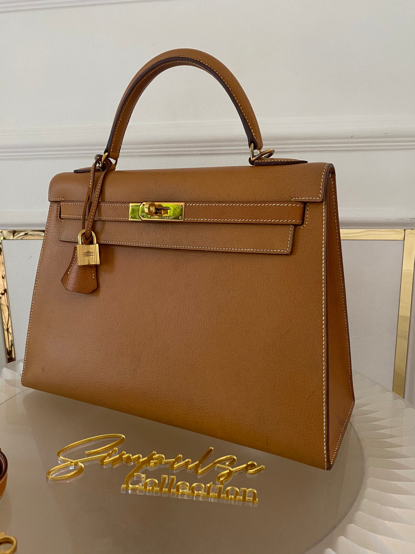 Hermes Kelly 32 Sellier in Vache Liegee Natural Color GHW