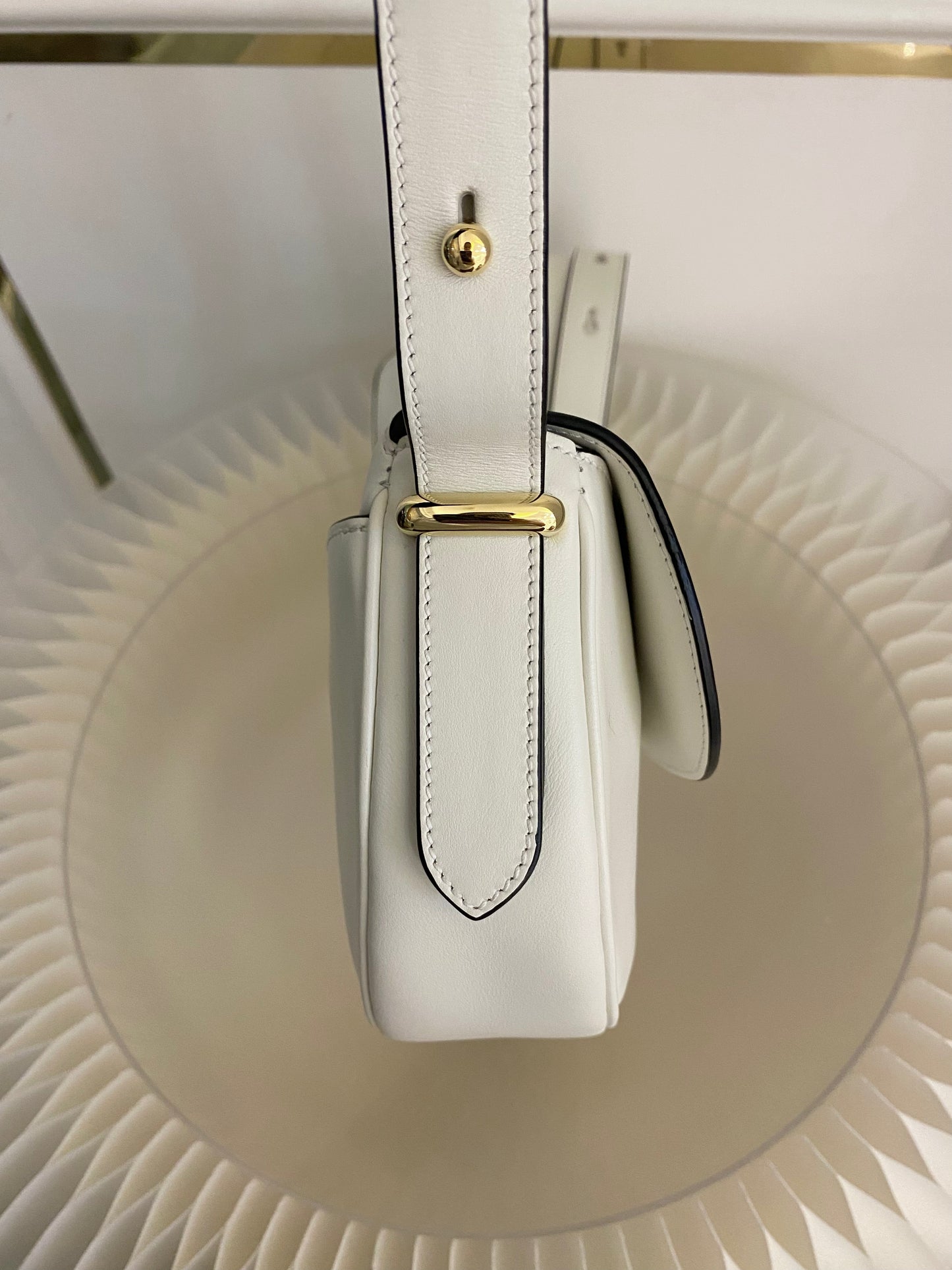 PRADA Arqué Leather Flap Bag