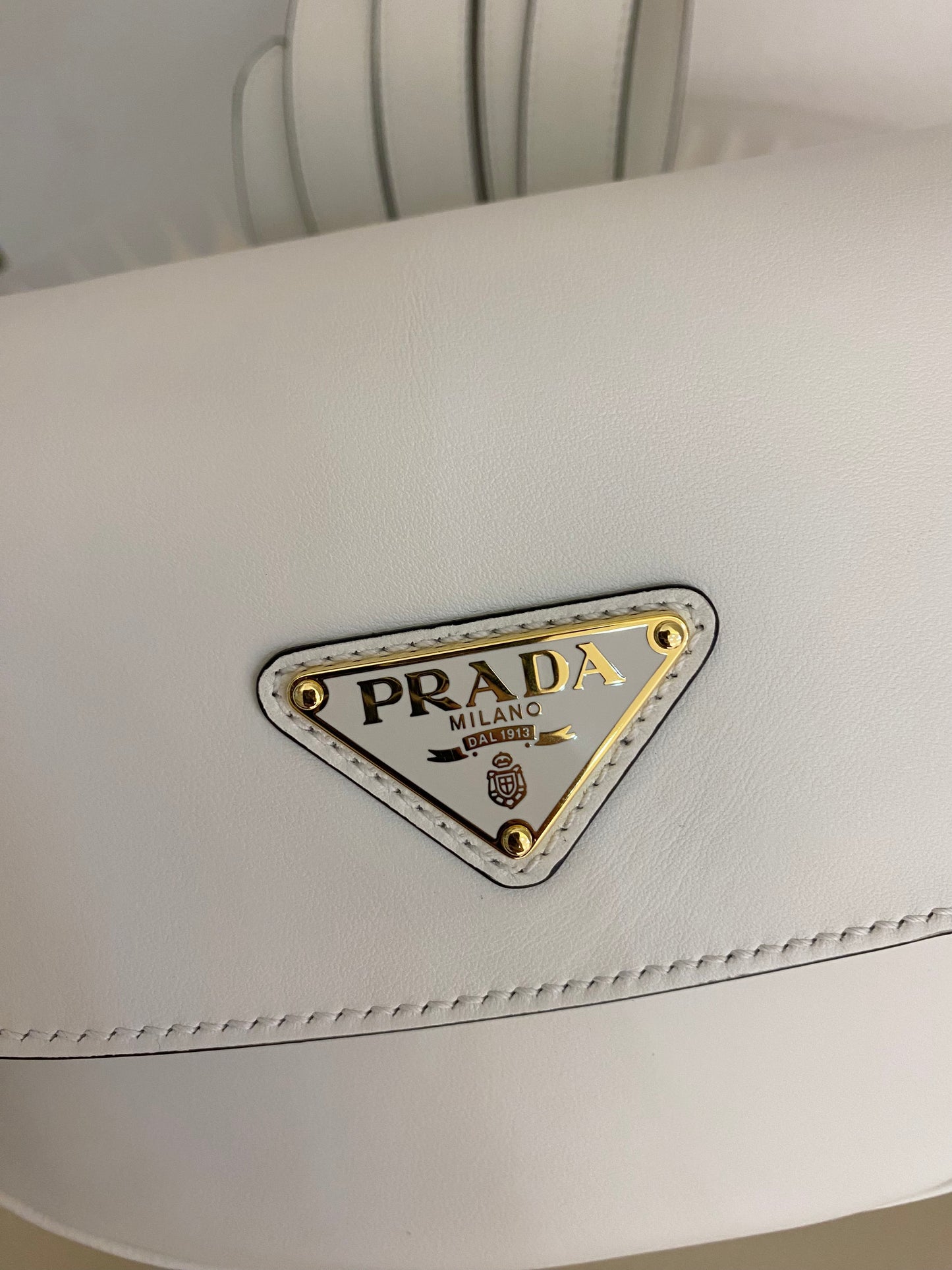 PRADA Arqué Leather Flap Bag