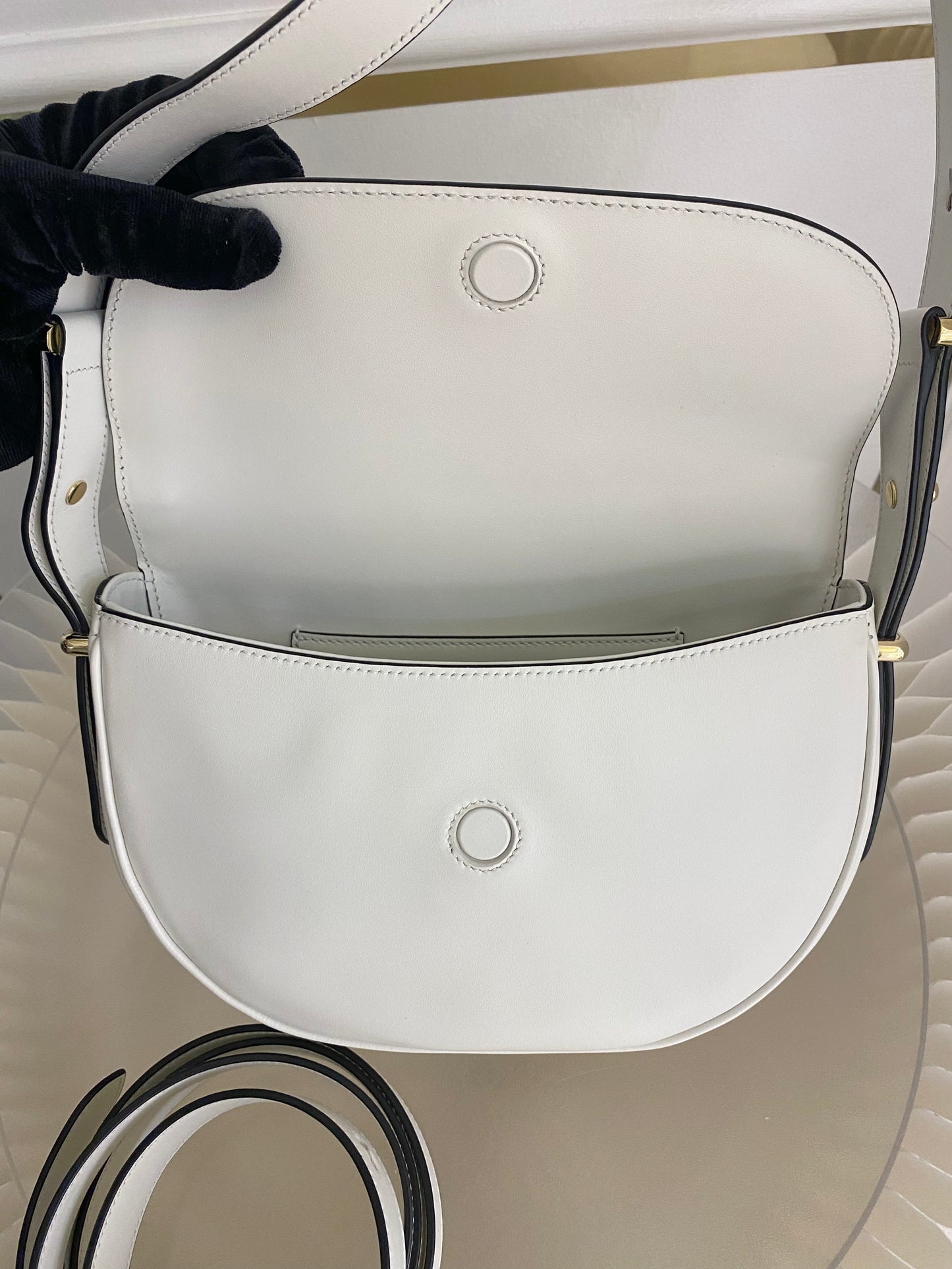 PRADA Arqué Leather Flap Bag