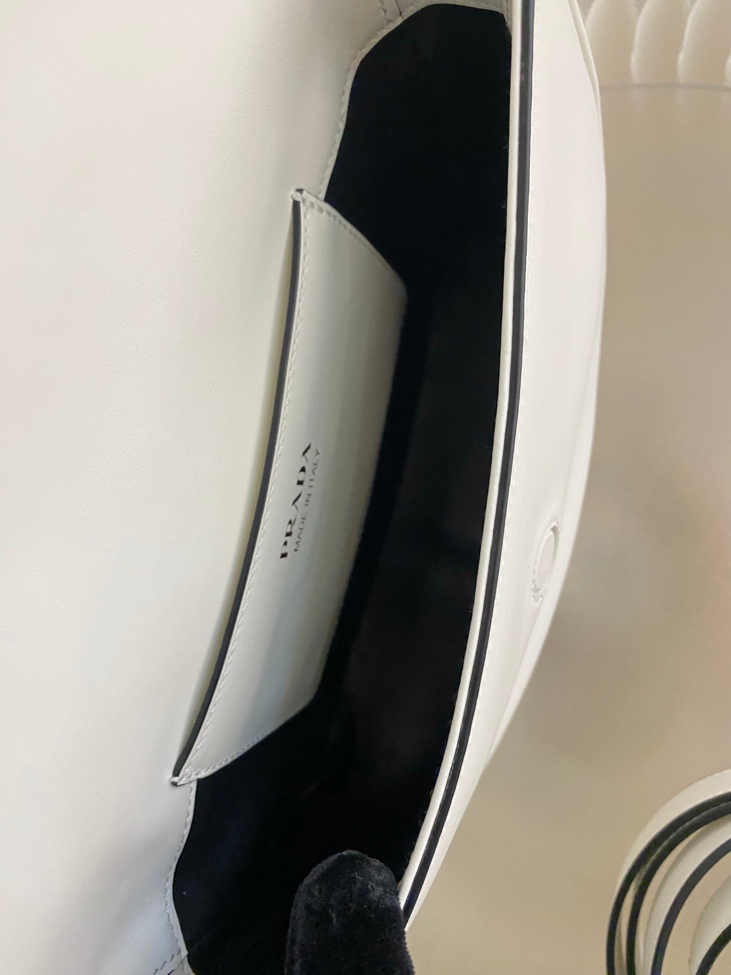 PRADA Arqué Leather Flap Bag