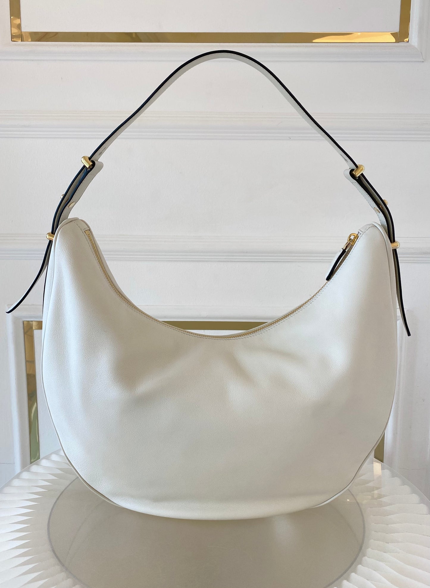 PRADA Arqué Leather Large Shoulder Bag