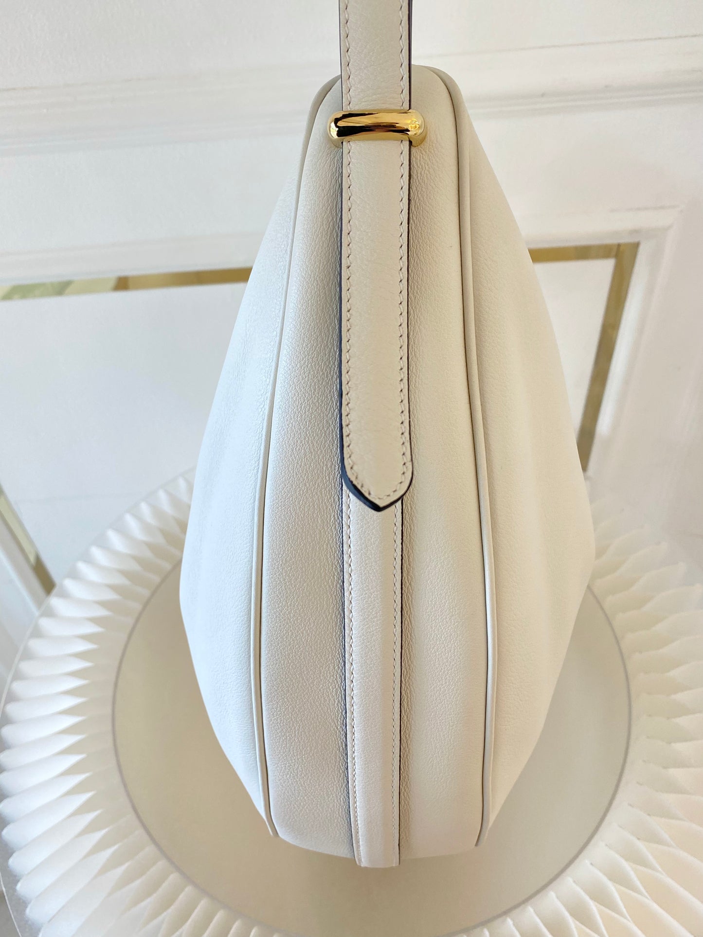 PRADA Arqué Leather Large Shoulder Bag